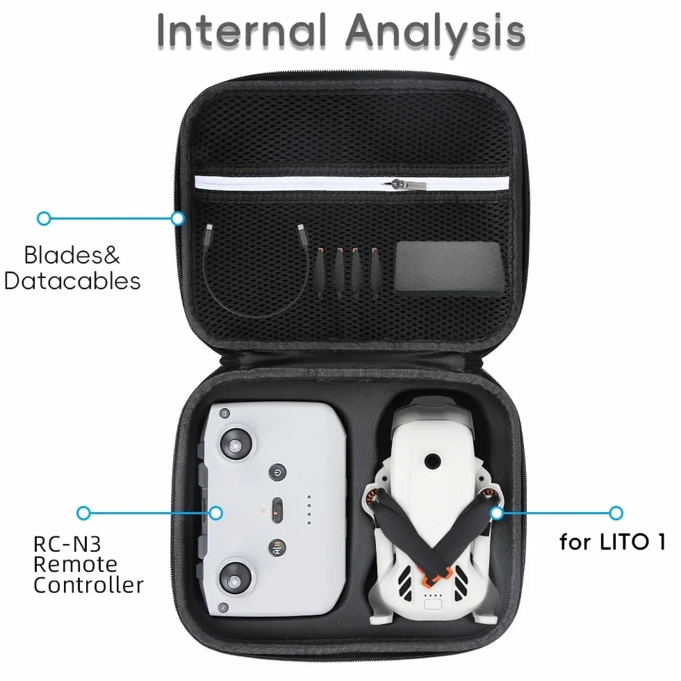 Étui de transport rigide pour DJI Lito X1/Lito1, sac de rangement portable étanche en polyuréthane avec housse de protection de voyage et bandoulière, pour drone Lito X1 Lito1, batterie, télécommande