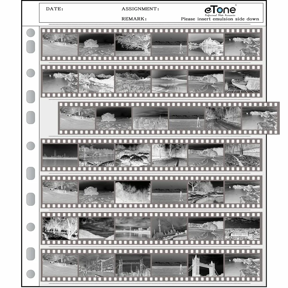 30 pièces Feuilles de Stockage d'archives pour Reliure à Anneaux sans Acide Pages 35 mm 135 Diapositive de Film Noir et Blanc (30pcs 35mm)
