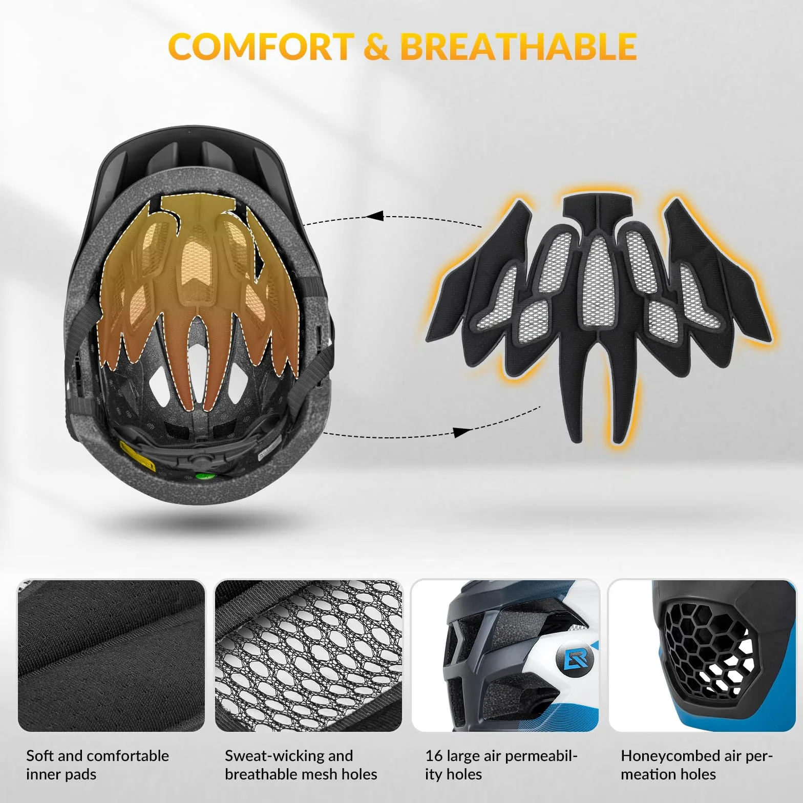 ROCKBROS Casque BMX d'enfant Intégral Vélo VTT Anti-Choc Menton Protection Détachable CE