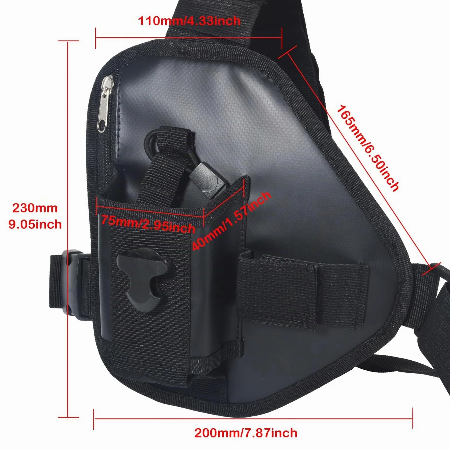 UAYESOK Harnais Poitrine Talkie Walkie, Porte Radio Police, Étui Harnais Tactique Portable Universel avec Sangle Sac Nylon Réglable pour Motorola Baofeng Icom Yaesu Midland President (Noir)