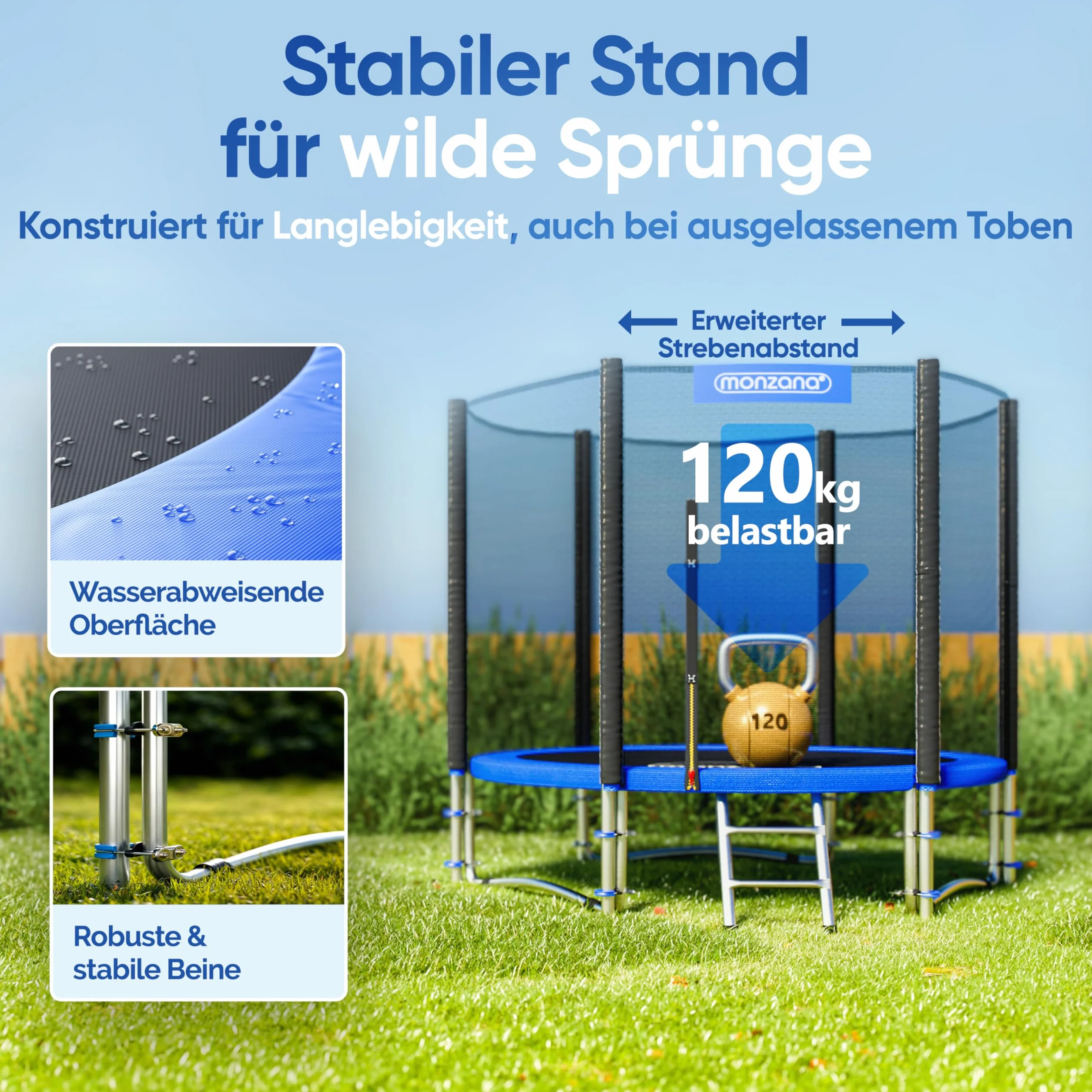 Monzana Trampoline certifié TÜV SÜD GS Set Complet Filet de sécurité Échelle Protection des Bords Extérieur Enfants