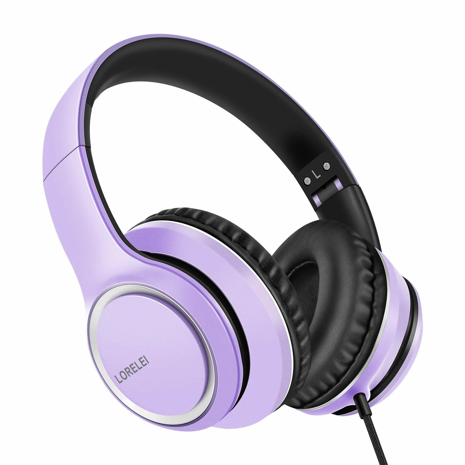 Lorelei X8 Casque Filaire mic 1,45 m Nylon Anti-nœuds 3,5 mm, léger Pliable Portable Smartphone Tablette Ordinateur MP3/4 (Violet foncé)