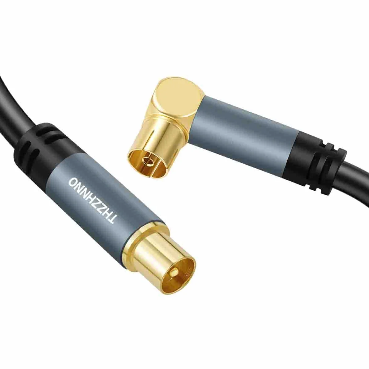 TV Antenne Angle Droit RG6 Coaxiaux Câble 3Mètres, Plaqué or 90 degrés Angle Femelle à Connecteur Mâle, Câble Coaxiaux pour HDTV, CATV, DVB - T2/C/S, Modem Câble, Radio, Récepteur Satellite