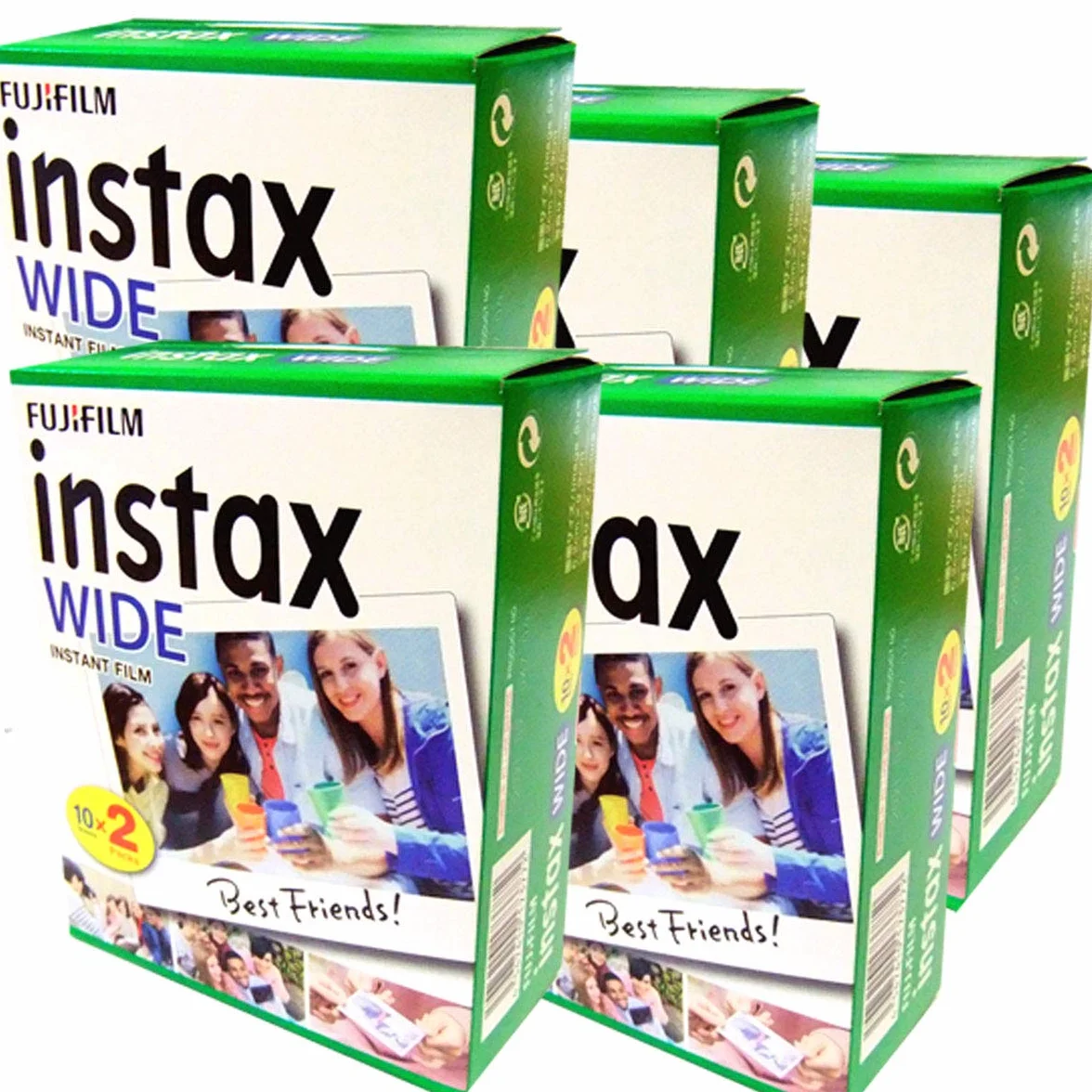 Fujifilm Instax Wide – Lot de 5 boîtes de 20 pellicules (100 photos format large) pour appareil photo instantané Fuji Instax 210 200 100 300
