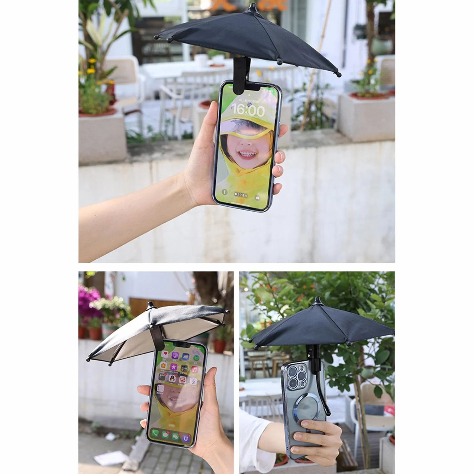 Parapluie de téléphone – Parapluie de téléphone de Plage, Pare-Soleil de téléphone bloquant l'éblouissement | Support de Parapluie de téléphone Pare-Soleil Noir, pour Voyage, extérieur