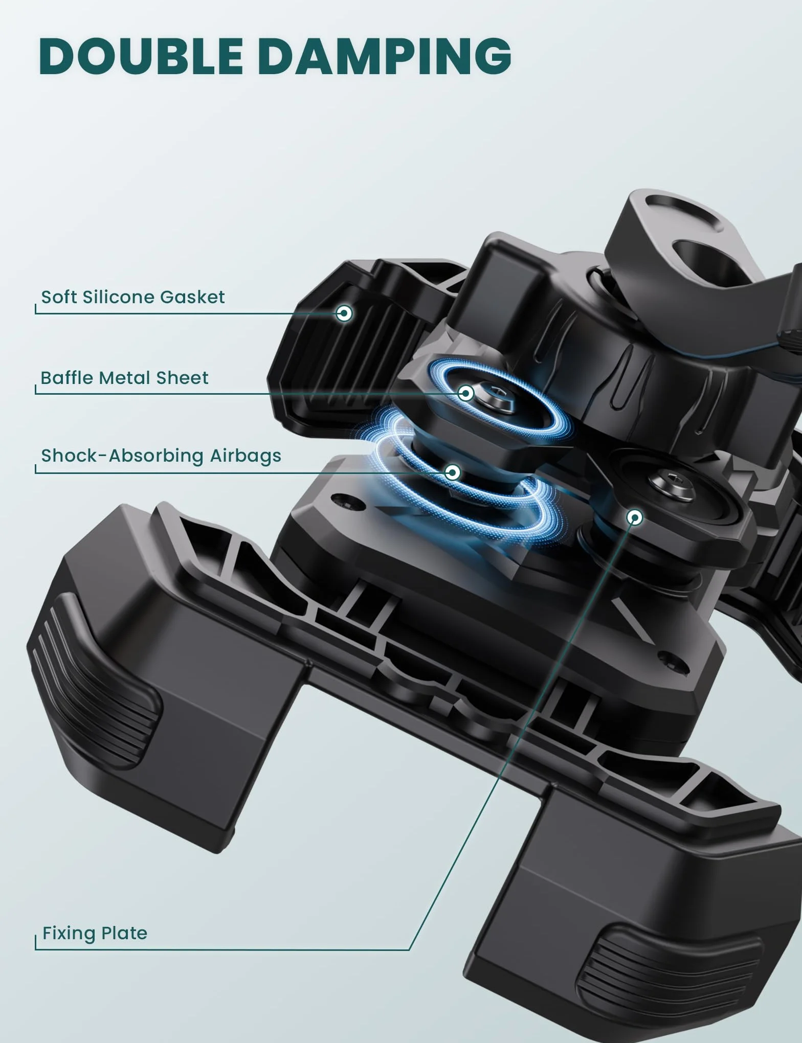 Grefay Support Téléphone Moto Support Telephone Scooter[2025 Double Amortissement des Vibrations] Support Téléphone pour Rétroviseur Moto avec Rotation à 360° pour Smartphone de 4,5-7,2 Pouces