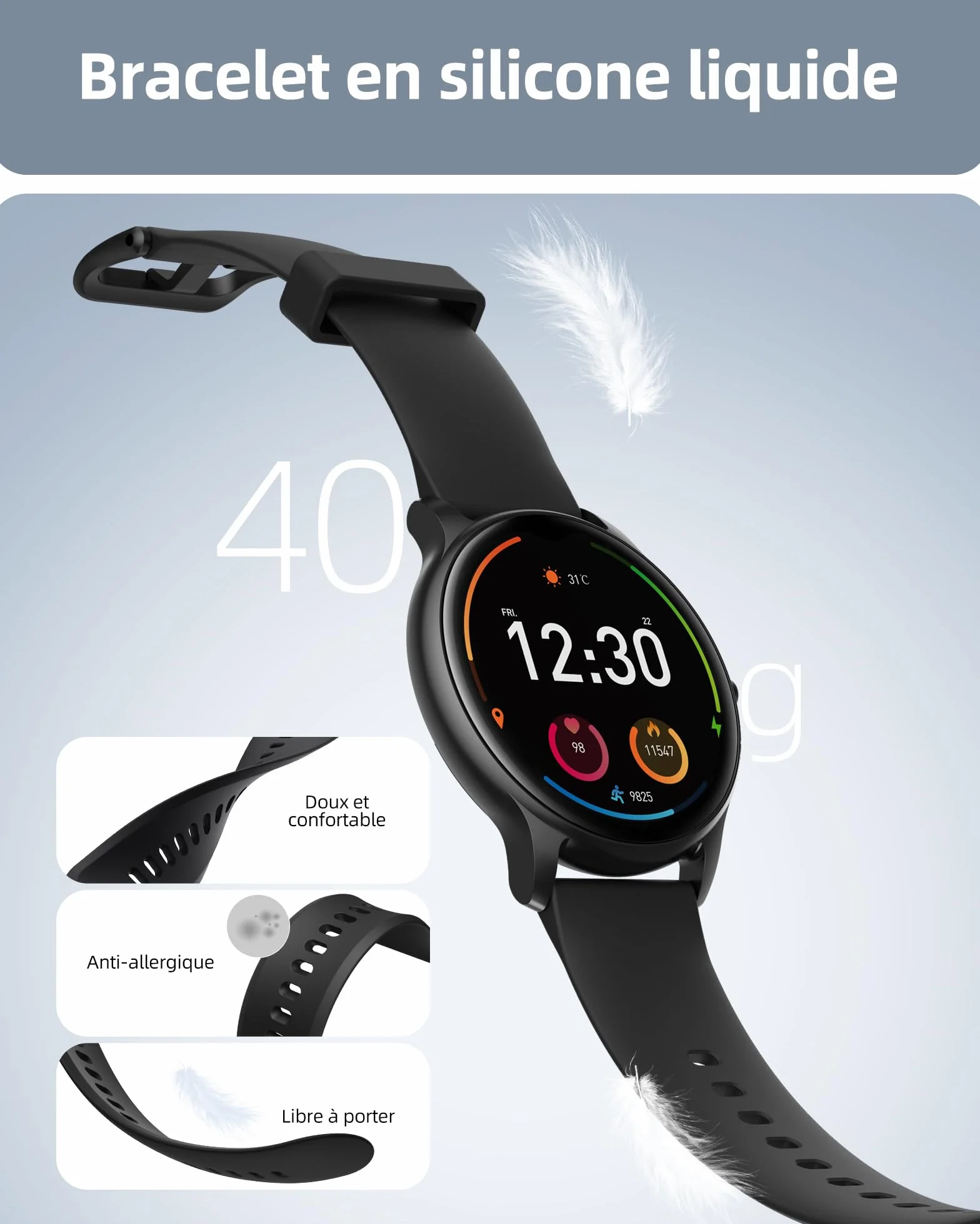 Parsonver Montre Connectée Homme Femme avec Appels Bluetooth, Montre Sport avec 100+ Sportifs, Étanche IP68, Moniteur Sommeil, Fréquence Cardiaque, Podomètre, Smartwatch pour Android iOS, SPROD1, Noir