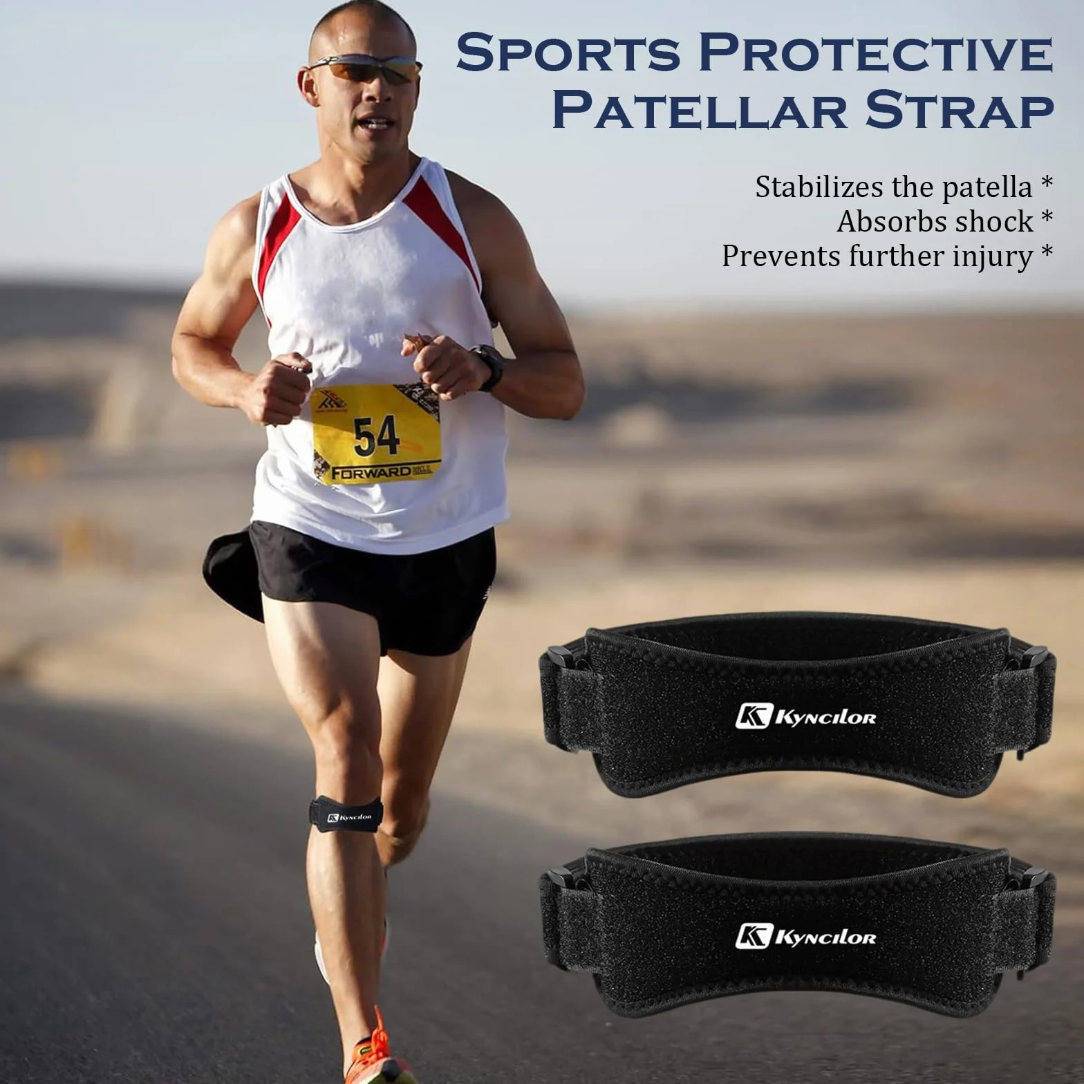HORREX Genouillère Arthrose Genou Réglable Sport Sangle Maintien Ligamentaire Rotulienne pour Cyclisme Course Volley
