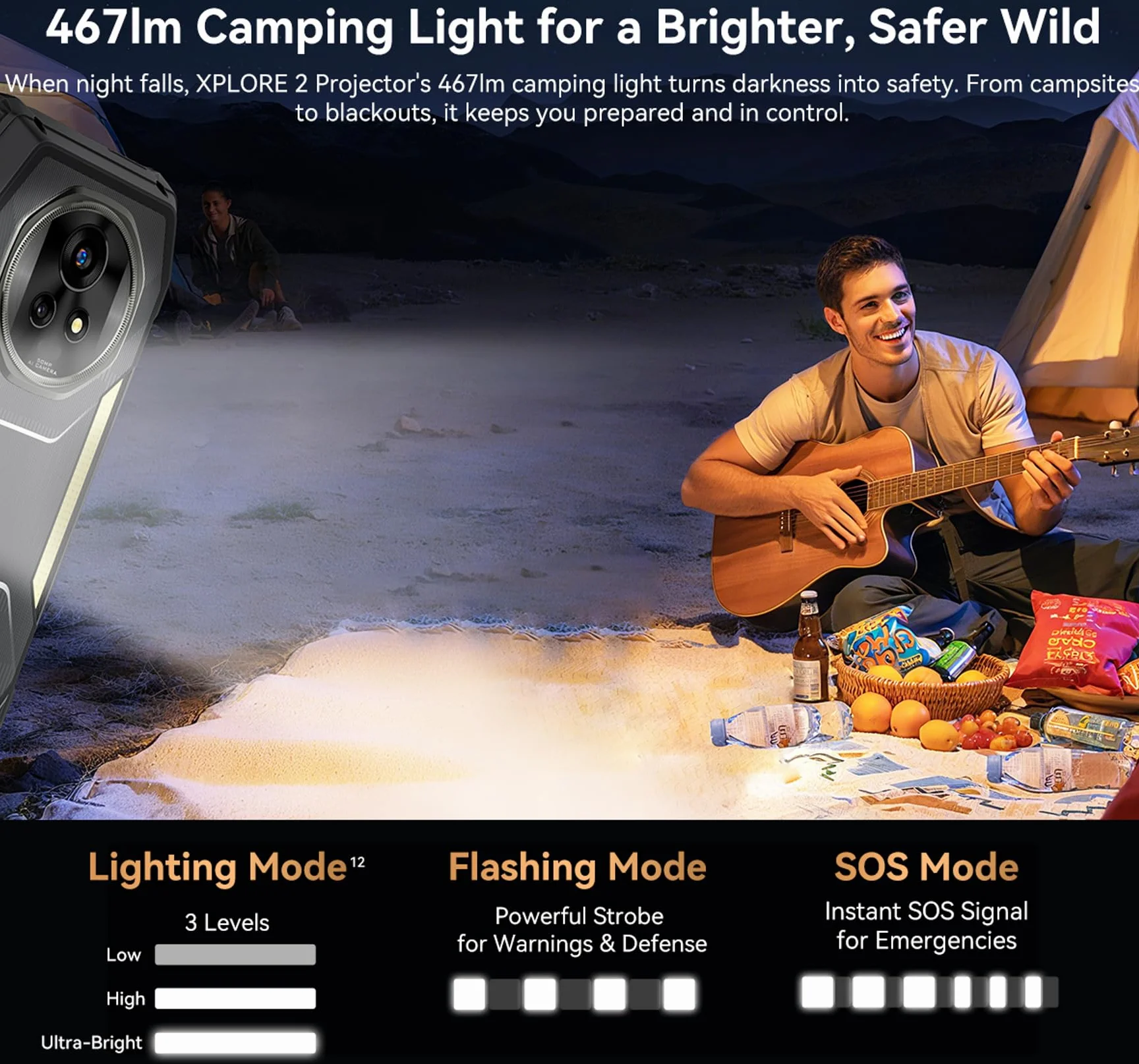 Blackview XPLORE 2 Projecteur Smartphone Incassable 6.73" 3.2K HDR Écran 48GB+1TB IP68 20000mAh