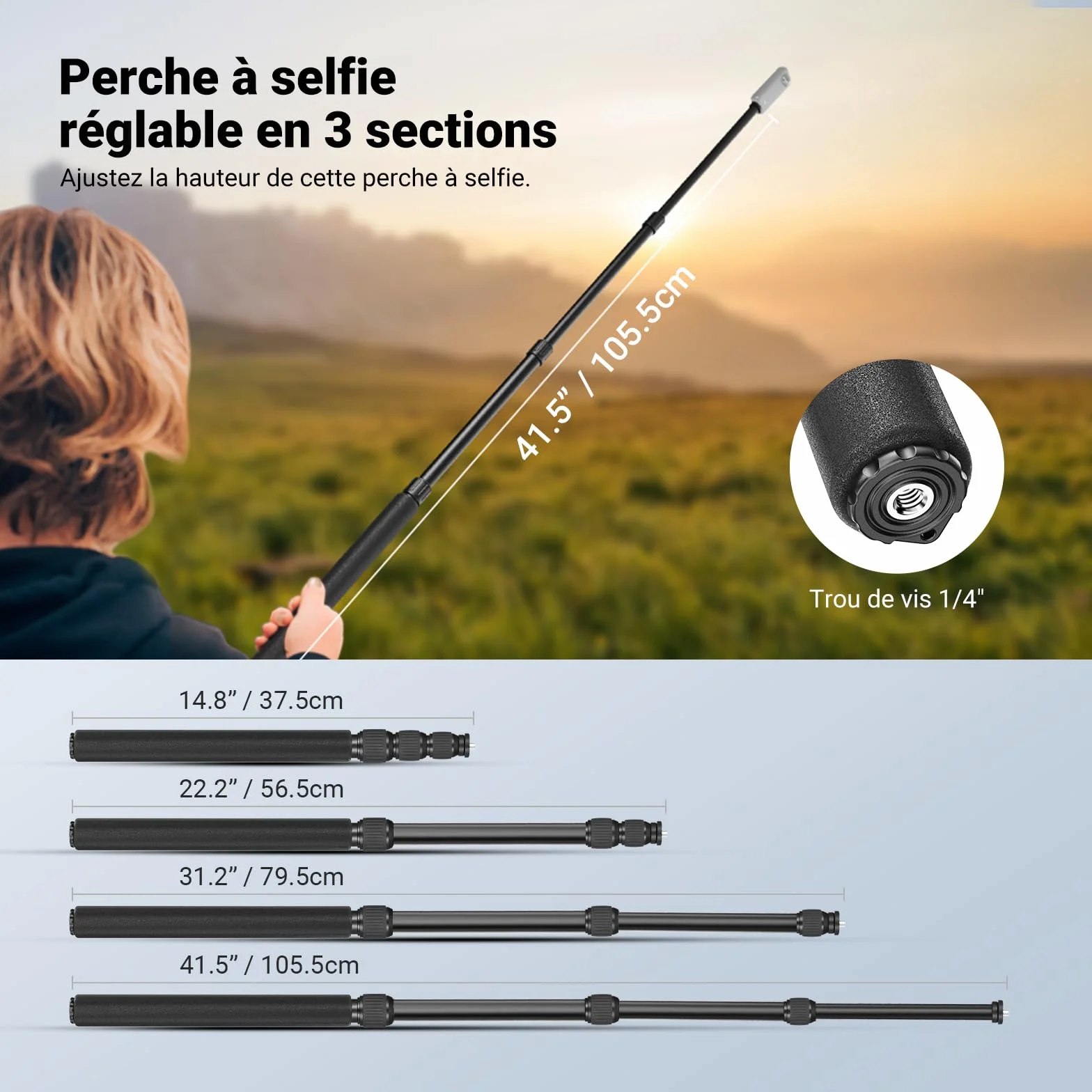 NEEWER Kit d'accessoires de montage de moto compatible avec GoPro Insta360 DJI, guidon de vélo invisible, support à double pince avec adaptateur de caméra d'action pour enregistrement vidéo POV, GP-30