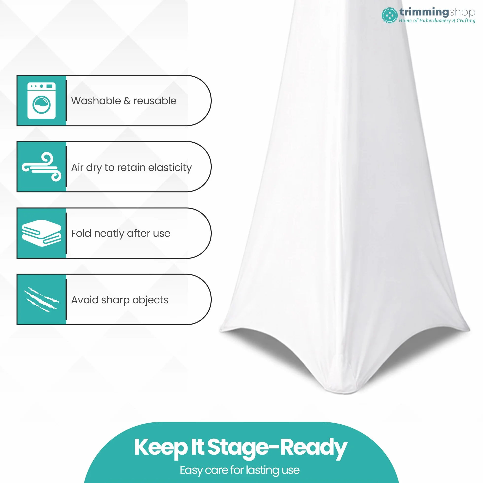 Trimming Shop Housse blanche triple face étirable pour trépied de haut-parleur DJ pour anniversaires, mariages, réceptions, banquets, fêtes, événements spéciaux, lavable, 2 pièces