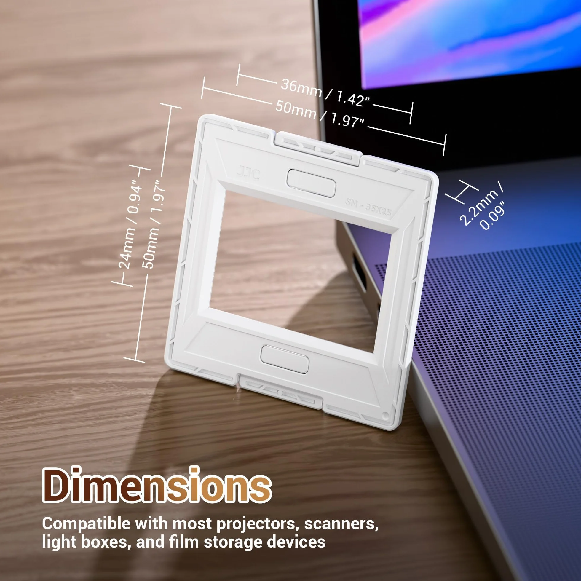 Porte-Diapositives JJC pour Film 35mm, Format 5cm X 5cm en Plastique ABS sans Verre Porte-négatif Photo, 50 Pièces