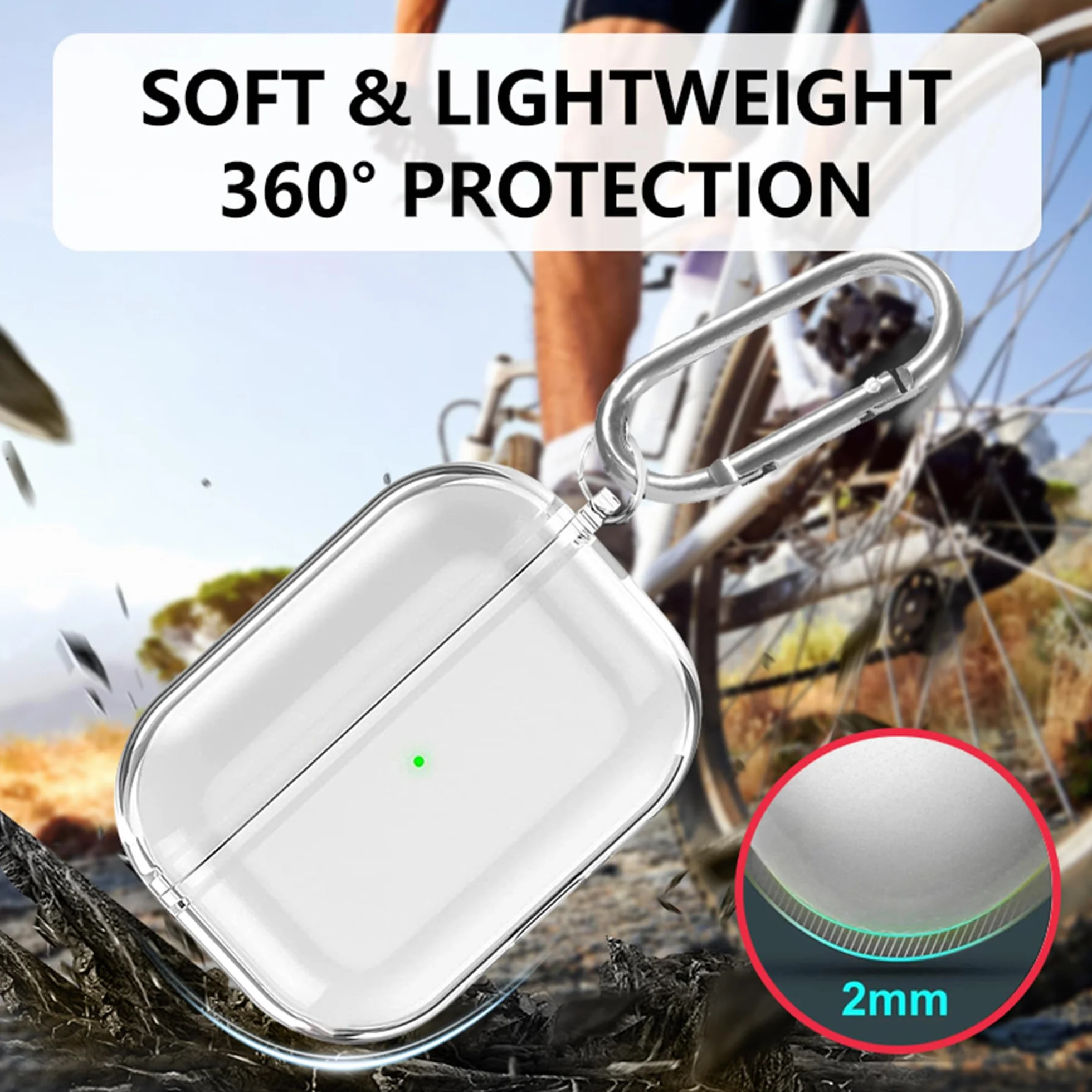 Fitudoos Compatible avec AirPods Pro 3 Coque,Témoin LED Visible,en TPU Coque Protection Antichoc,avec Porte-clés et Stylo de Nettoyage.(Transparent)