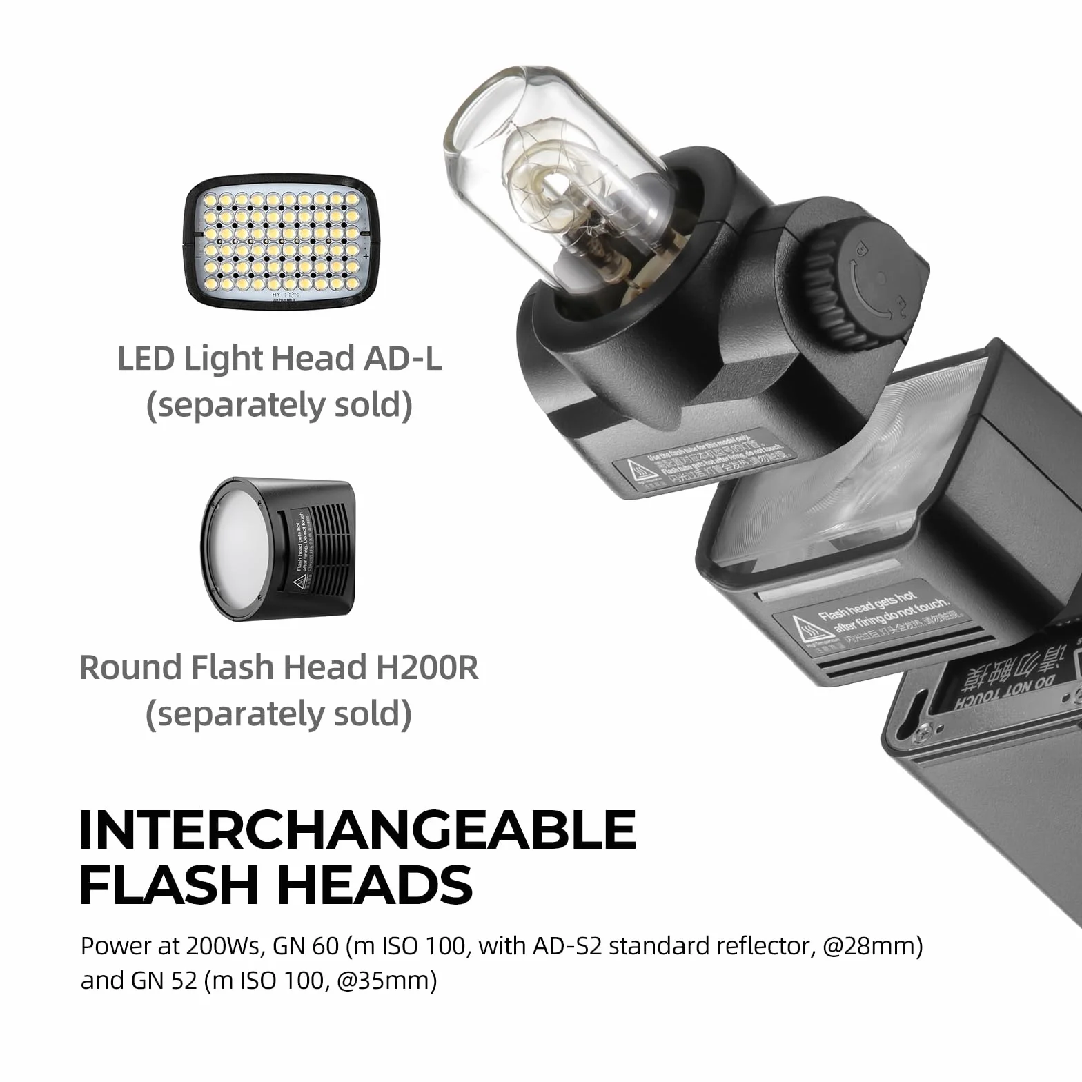 Godox AD200Pro 200Ws TTL 2.4G 1/8000 HSS Lampe de Poche extérieure avec Batterie 2900mAh 0.01-1.8s Recyclage