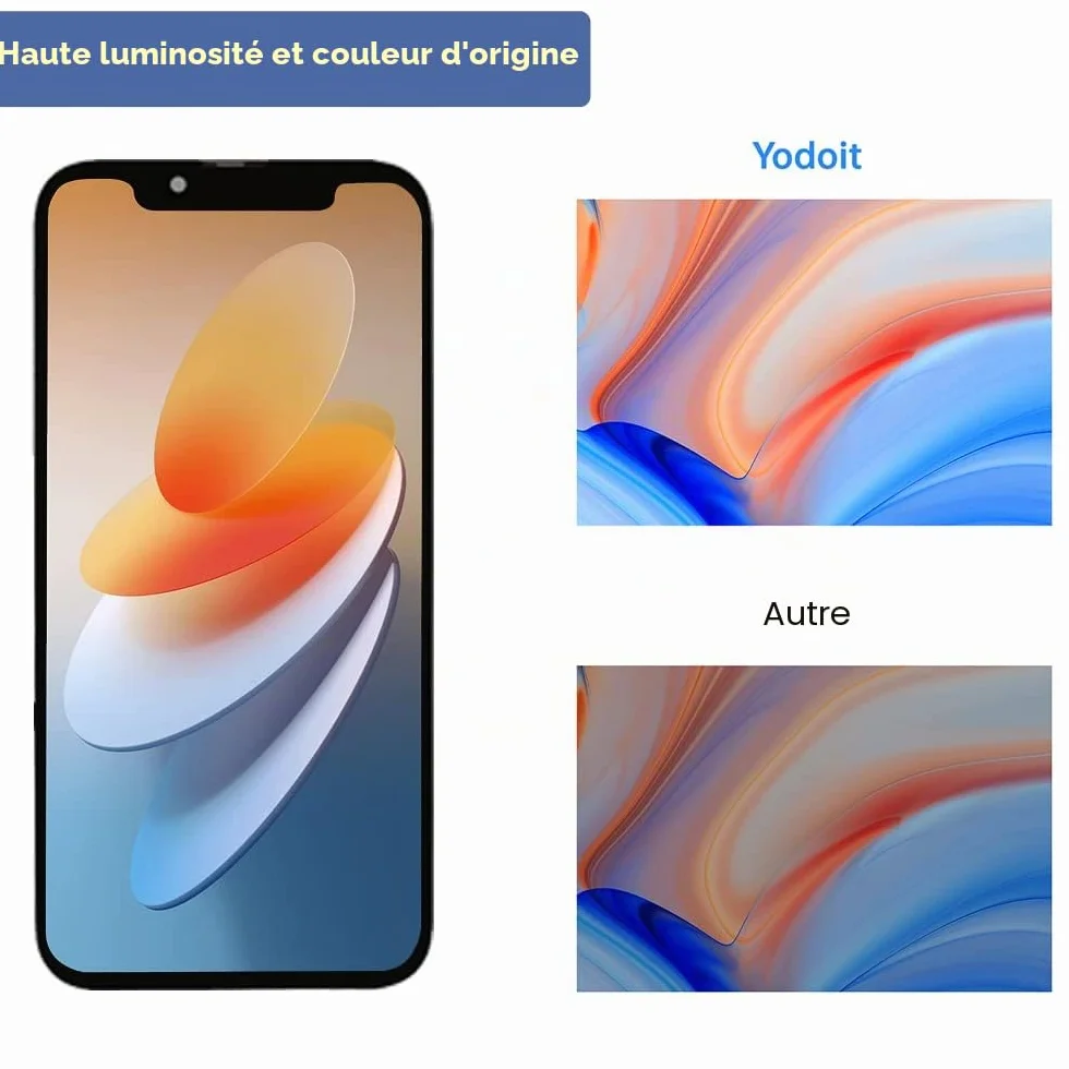 Yodoit Écran pour iPhone 13 LCD Ecran 6,1" FHD Tactile Vitre 3D Touch Face ID Digitizer Complet et Kit de réparation