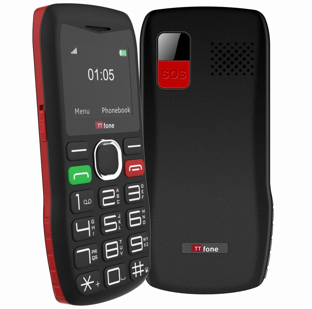 TTfone TT880 Téléphone Portable pour Personnes Âgées à Gros Boutons avec Bouton d'Aide d'Urgence, Rouge, Pay As You Go