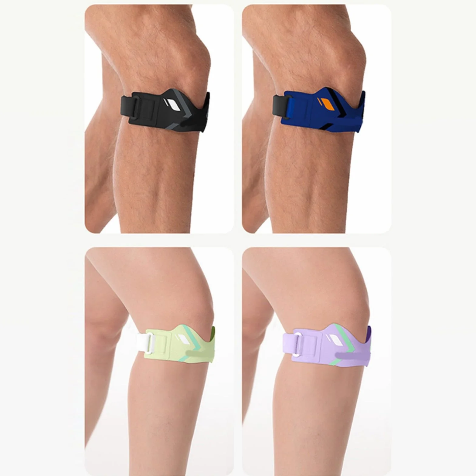 Genouillère invisible confortable avec sangle stabilisatrice, compression réglable
