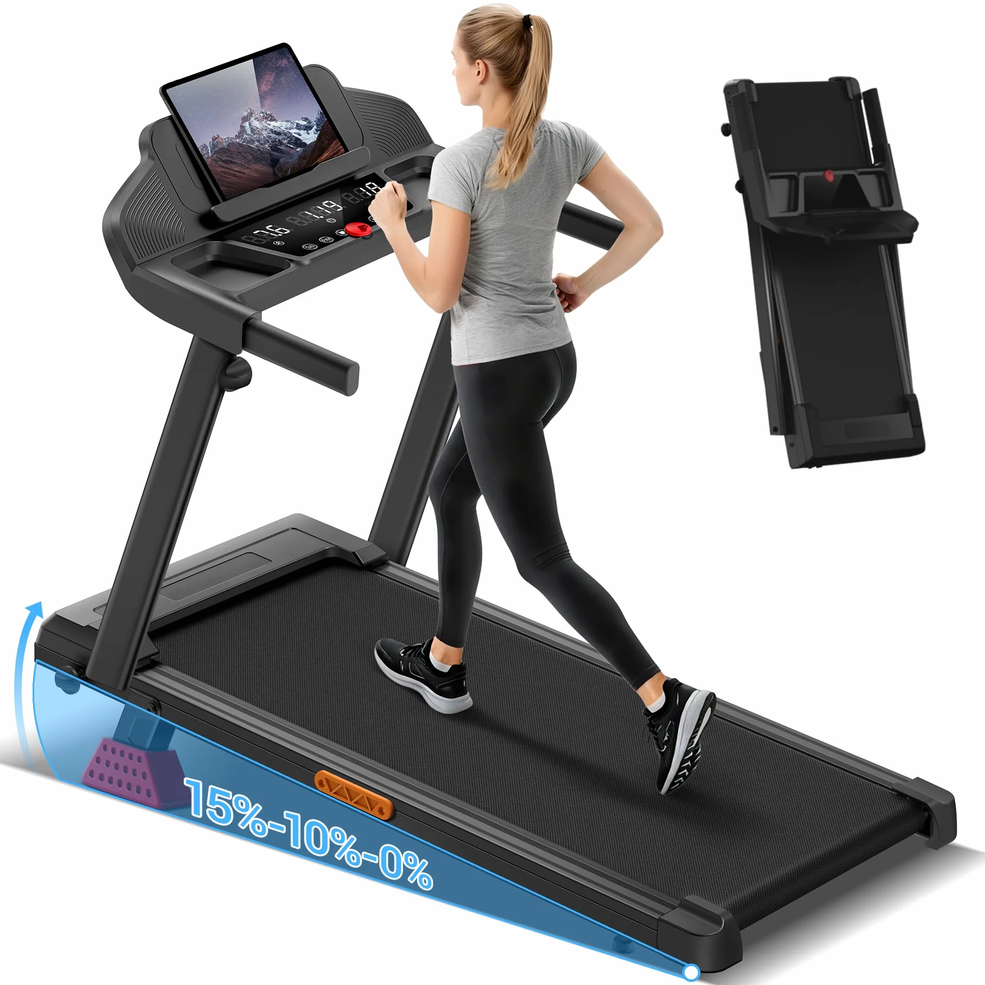 UMAY Tapis de Course Pliable 12km/h, Tapis Roulant Électrique 3,0 avec 12 Programmes d'Entraînement et Inclinaison
