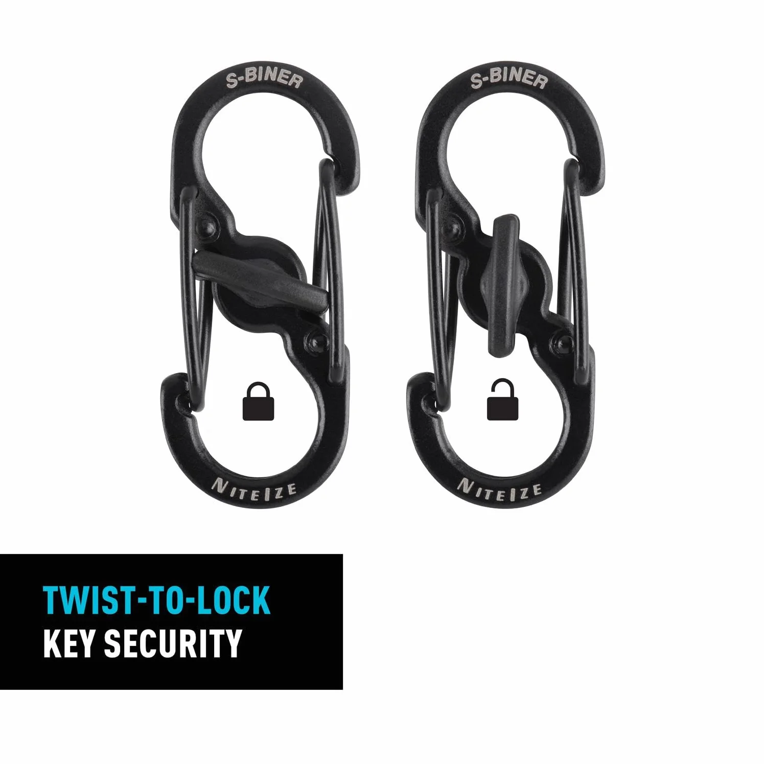 Nite Ize Mousqueton S-Biner MicroLock lot de 2 noir