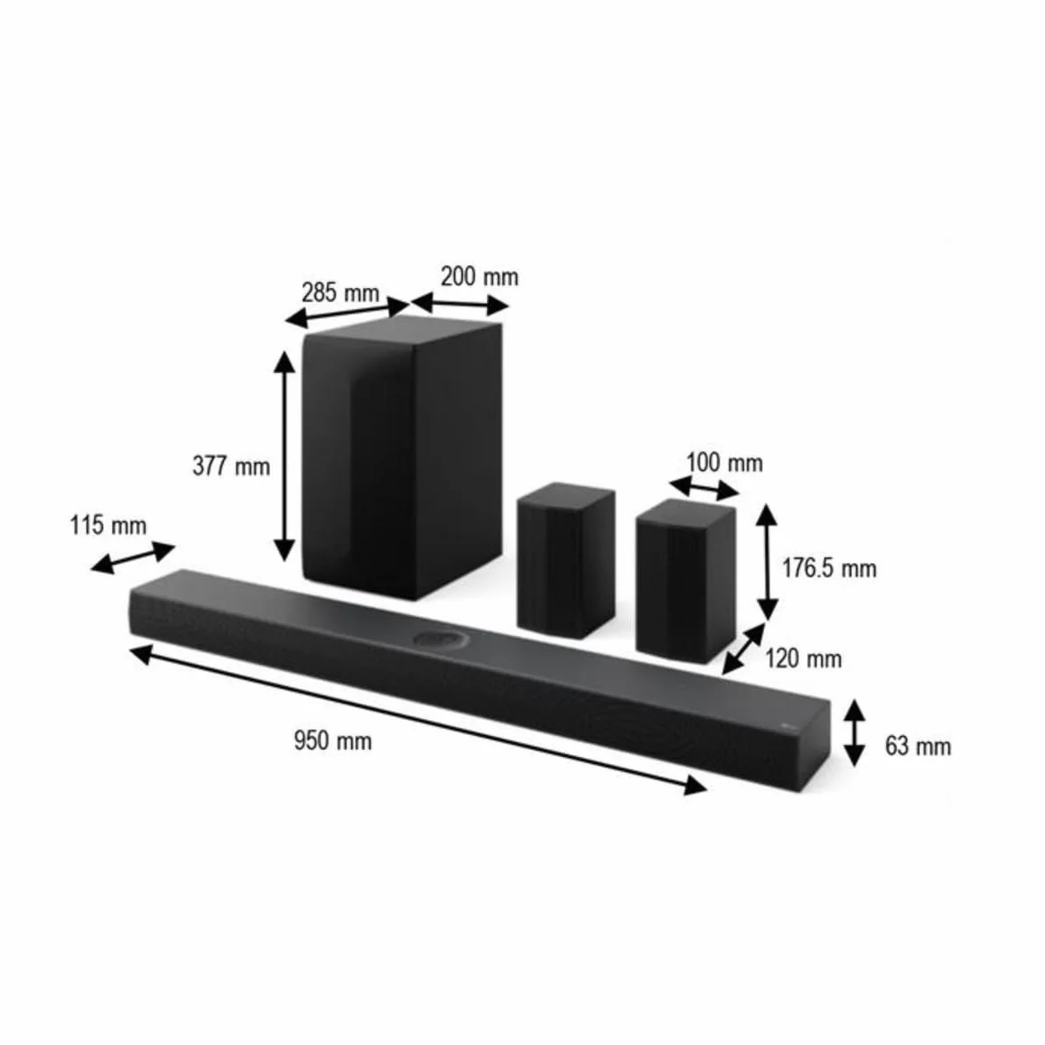 LG S70TR Barre de son 5.1.1 Dolby Atmos 500 W Caisson de basses sans fil