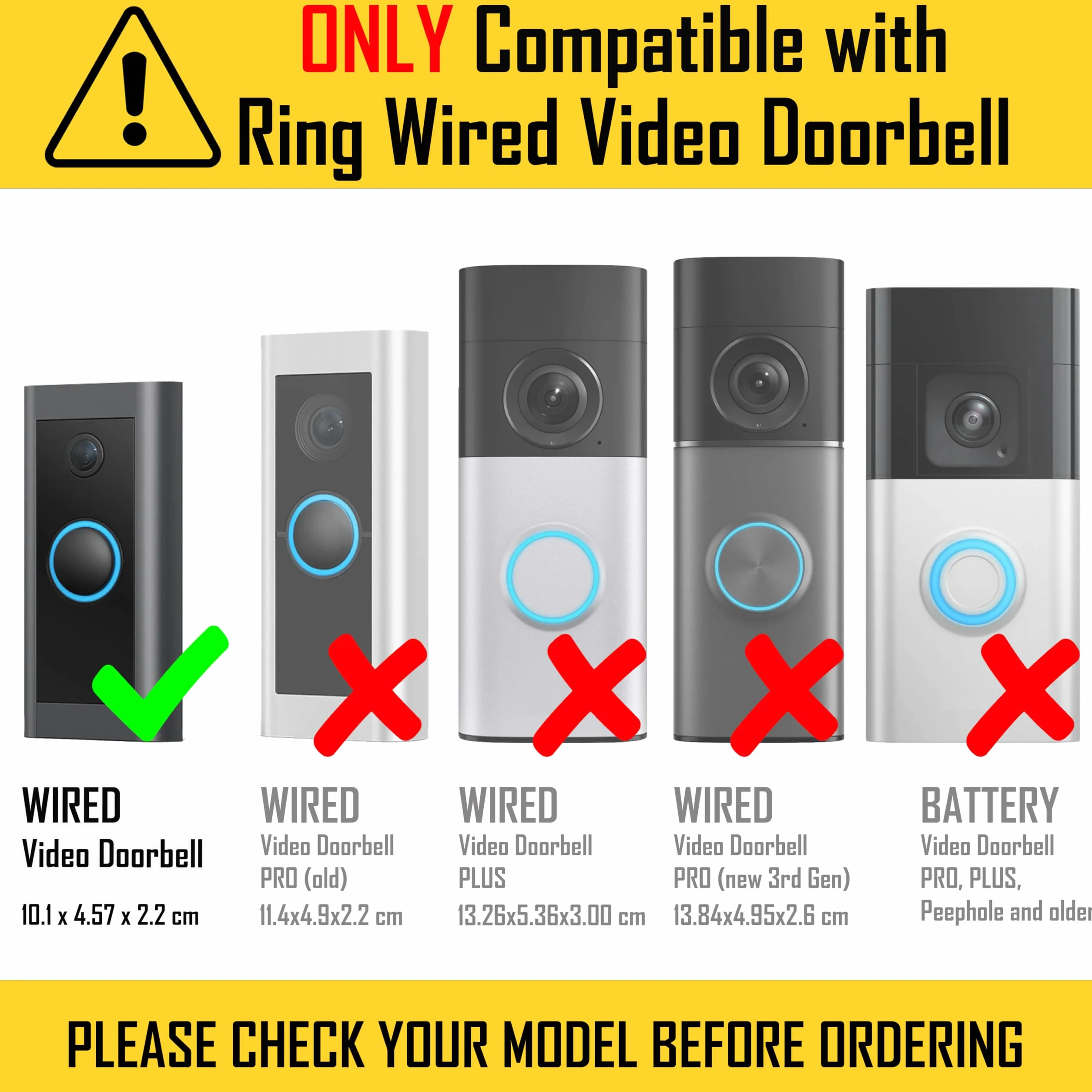 Housse de Pluie Compatible avec Sonnette vidéo Filaire (Video Doorbell Wired) | pour protéger Contre la Pluie, Le Soleil, Durable et résistante aux intempéries Pas de perçage nécessaire