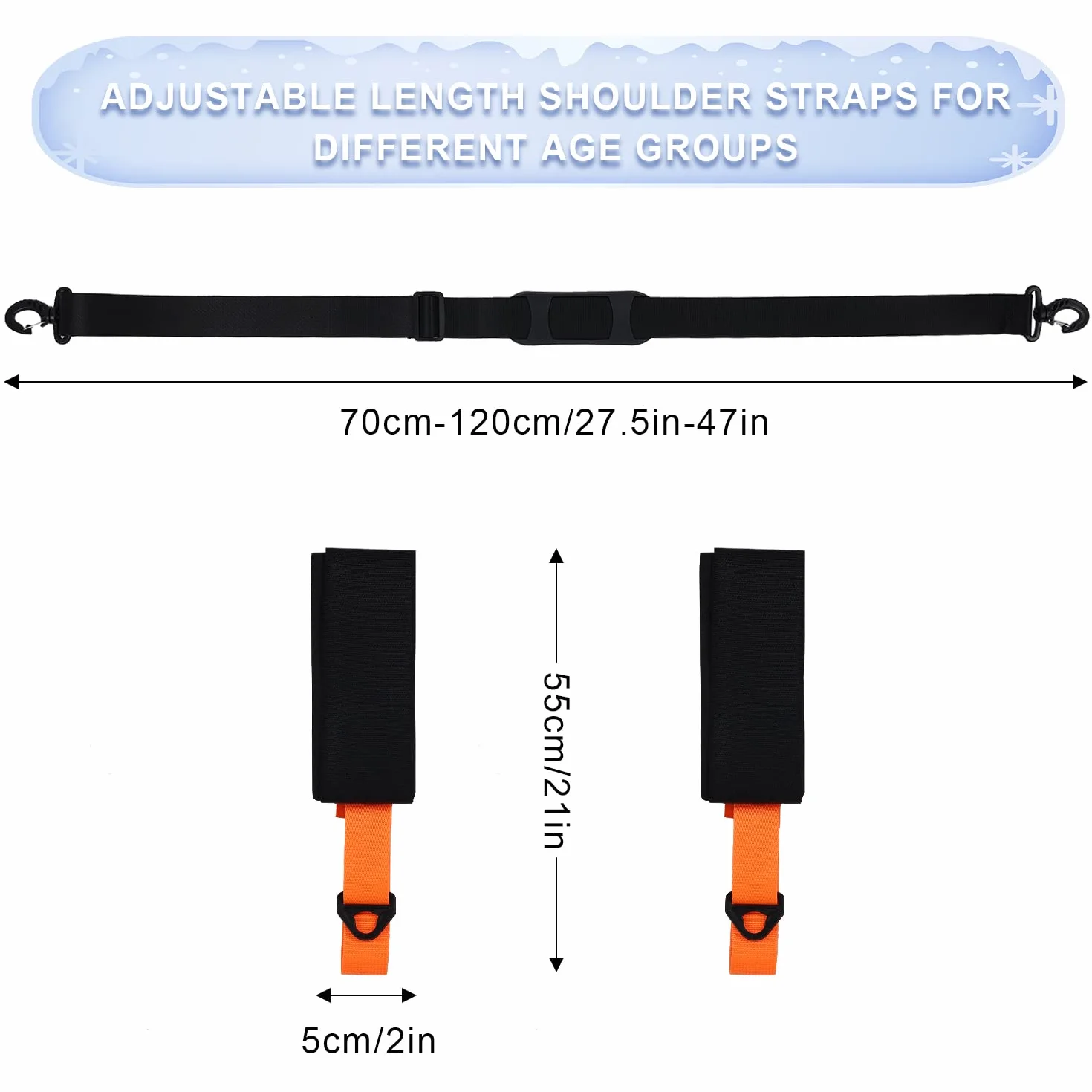 Sangle Baton de Ski Réglable Rembourrée Transport Ski Accessoires Ski Adultes Adolescents Snowboard