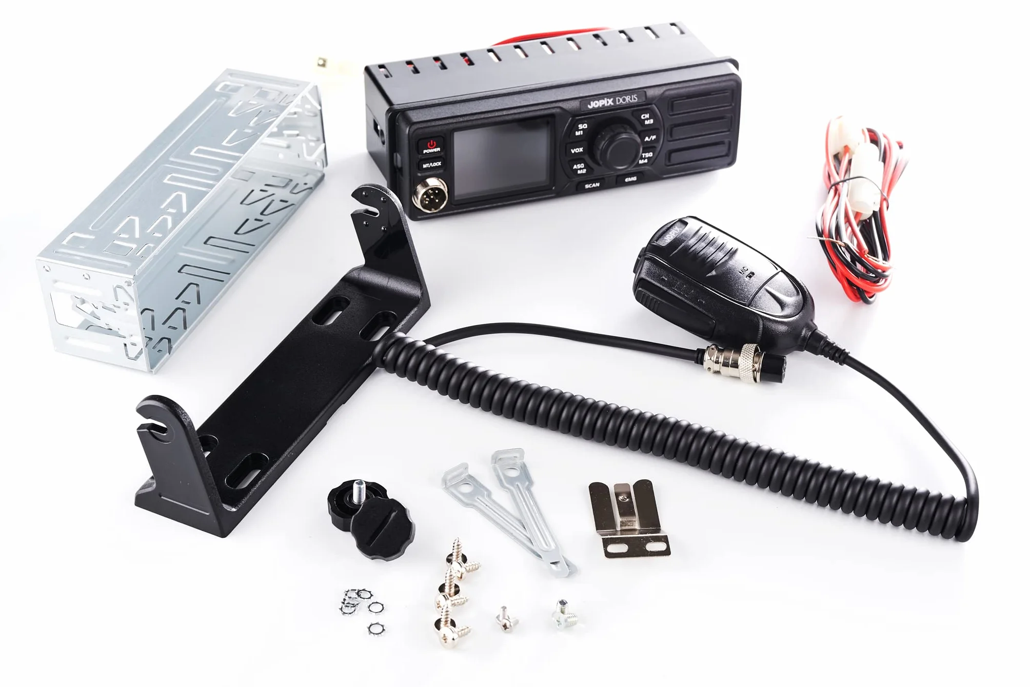 Jopix Doris Émetteur-Récepteur CB 27 MHz Multinorme AM/FM – Haut-Parleur Frontal, Écran Couleur, 12V/24V, Format Ultra-Compact (6cm Profondeur), Mains Libres VOX