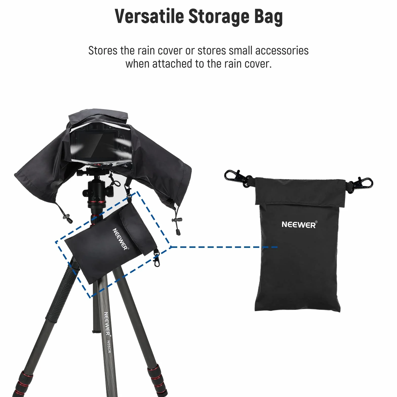 NEEWER Housse de Pluie pour Caméra, Imperméable en Nylon de Petite Taille Compatible avec Canon Sony Nikon DSLR Vlog Camera & Objectifs Jusqu'à 200mm, avec Fenêtre de visualisation, PB003