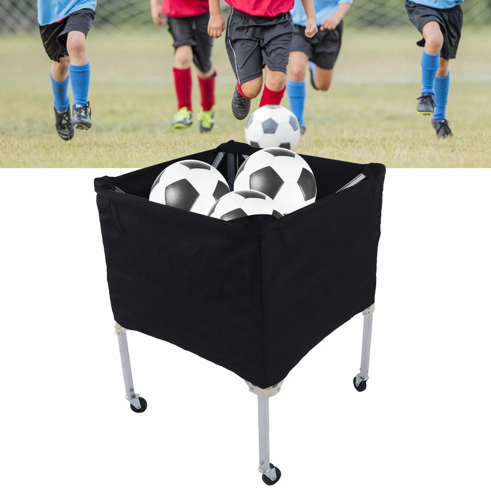 Cocoarm Chariot de volley-ball portable pliable sur roues panier de tennis rangement