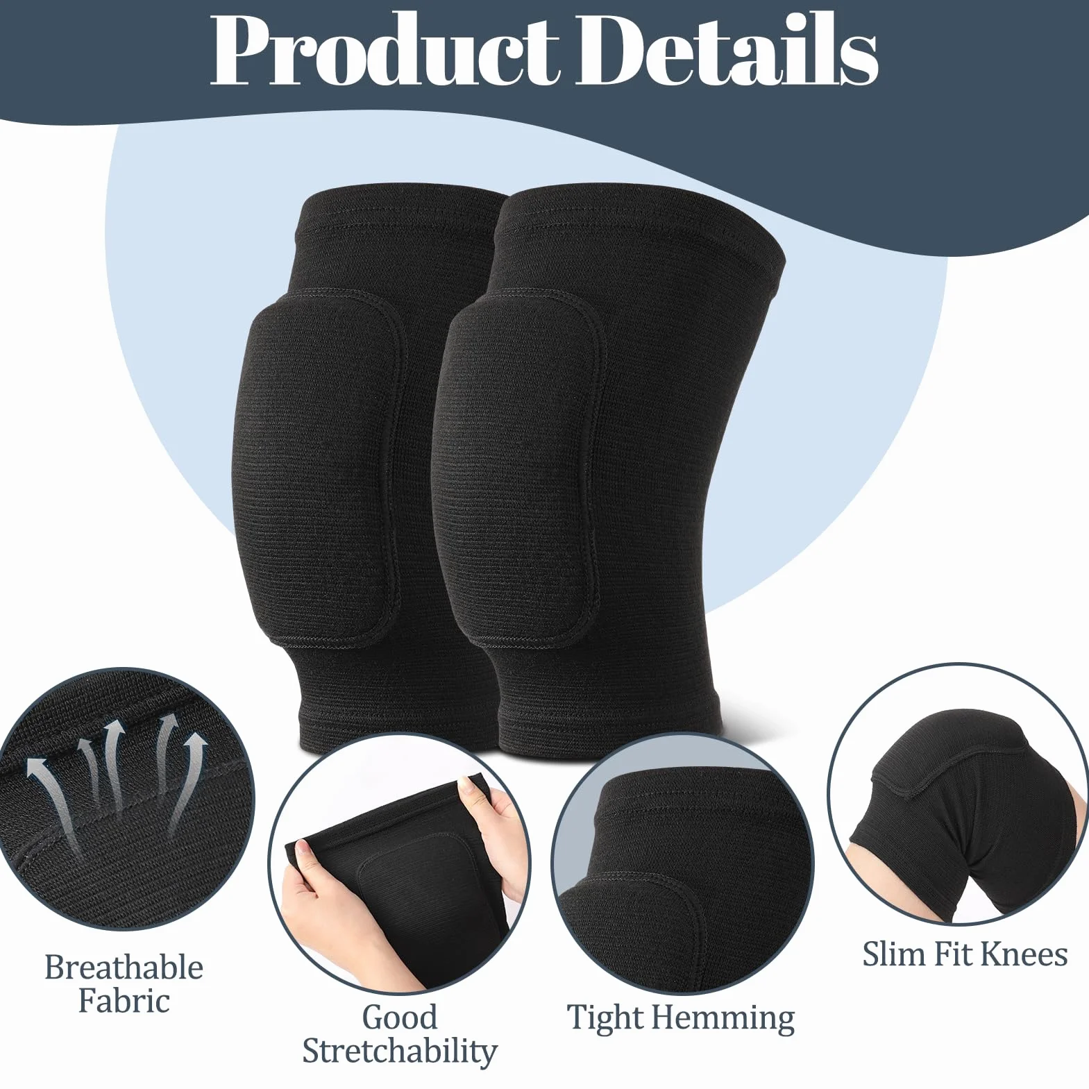 Genouillère Sport Antidérapant Stretch Respirante pour Enfant Adulte Tennis Ballet Yoga Course à Pied