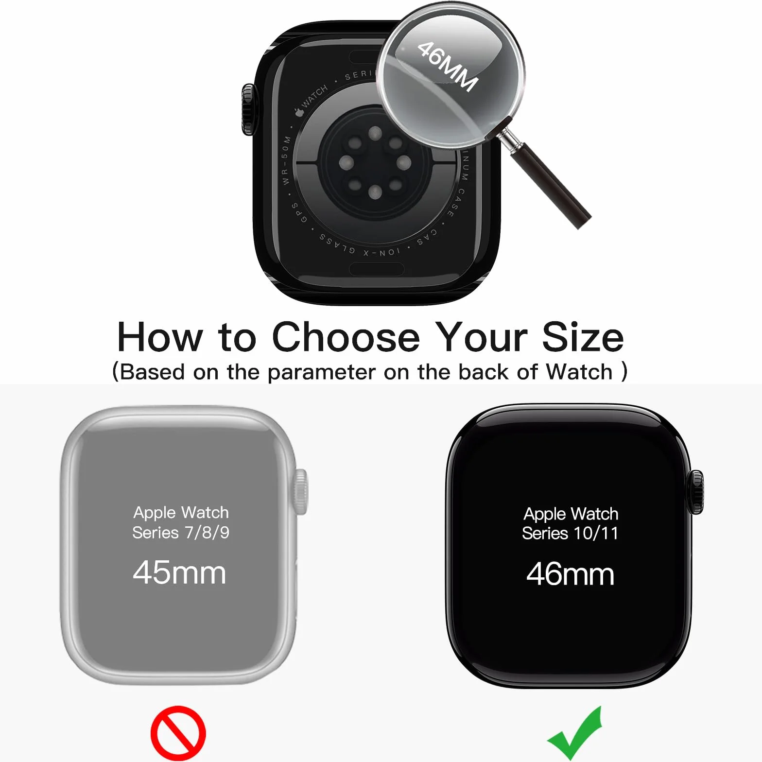 JETech Coque avec Protection d'Écran pour Apple Watch Series 11/10 46mm, Verre Trempé, Lot de 2, Noir