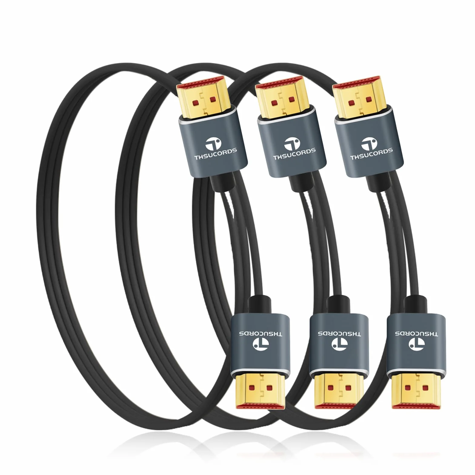 Thsucords Extra Slim 4K 8K Câble HDMI 3M Lot de 3, Ultra Fins Flexibles HDMI 2.1 Souple et haute vitesse 4K@120Hz 8K@60Hz 48gbps compatible Roku tv/HDTV/PS5/Blu-ray(2 Pièces)