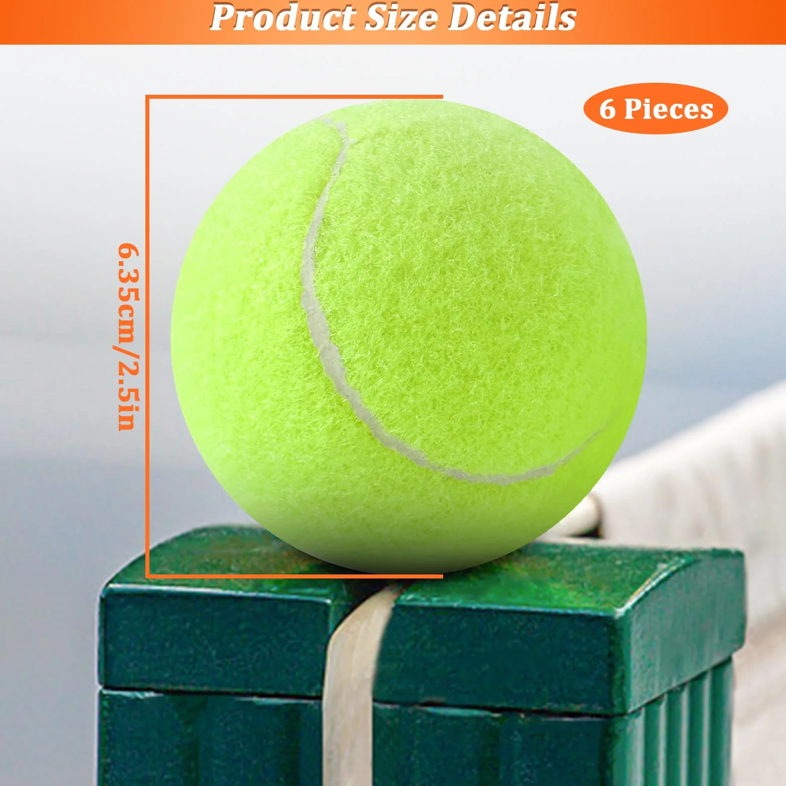 Lot de 6 balles de tennis d'entraînement élastiques résistantes et rapides pour intérieur extérieur