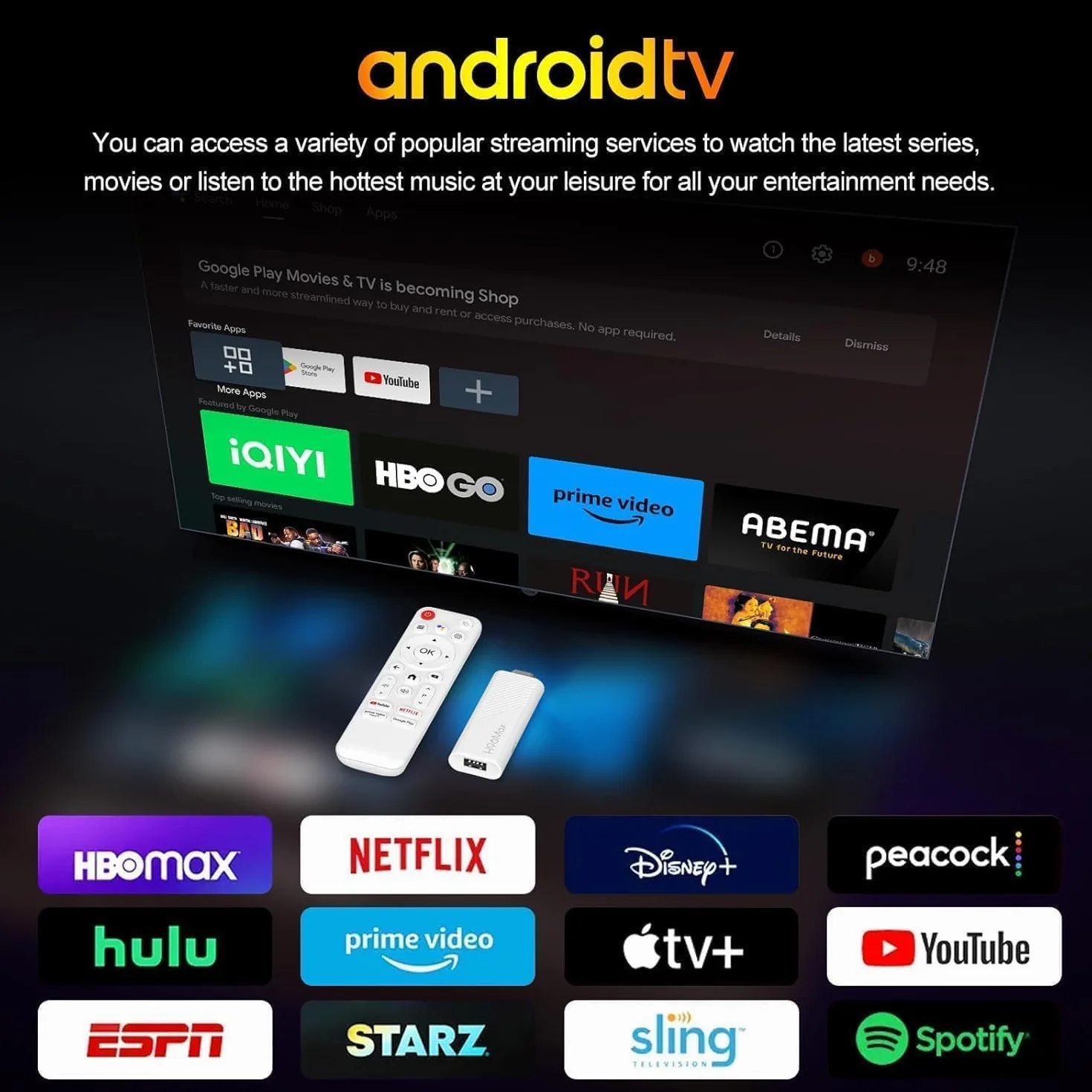 IPTV H96 Max TV Stick, TV Gratuite et en Direct,UHD Android 14,(Nouvelle génération) | Smart TV Gratuite et en Direct,Compatible Assistant Vocal, Chromecast Built-in Streaming 4K.