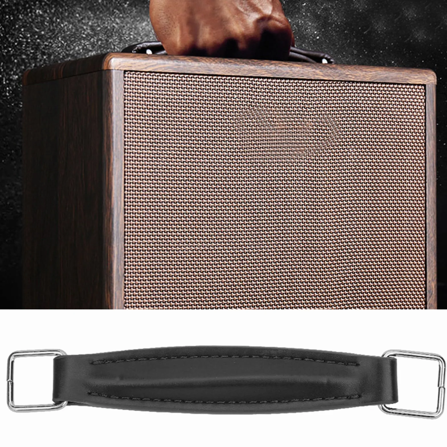 Poignée de Haut parleur de Guitare en cuir PU,Poignée D'amplificateur de Renforcement en Acier Interne pour Haut parleur de Guitare(Noir),Conférencier, autre