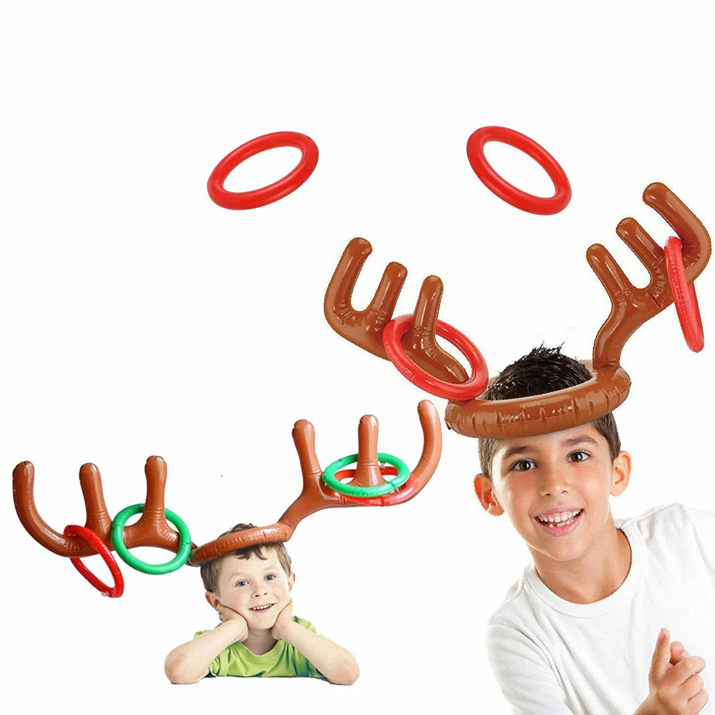 Jeu de lancer gonflable renne avec anneaux pour réunions de famille