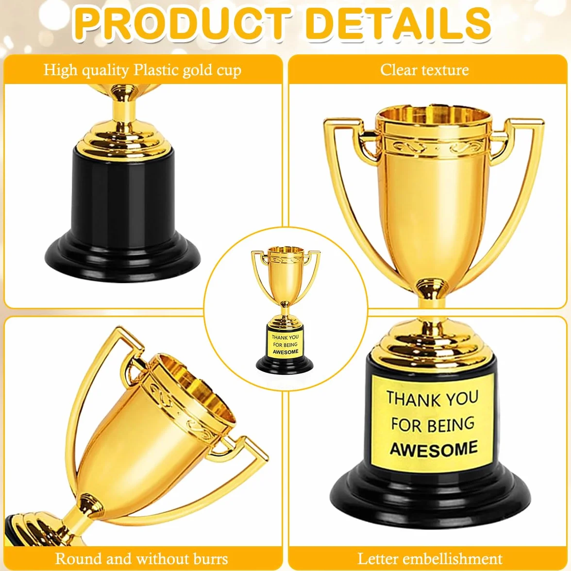 Mini Coupes Trophées Football Plastique Dorés Anniversaire Cadeaux Tournois Sportifs