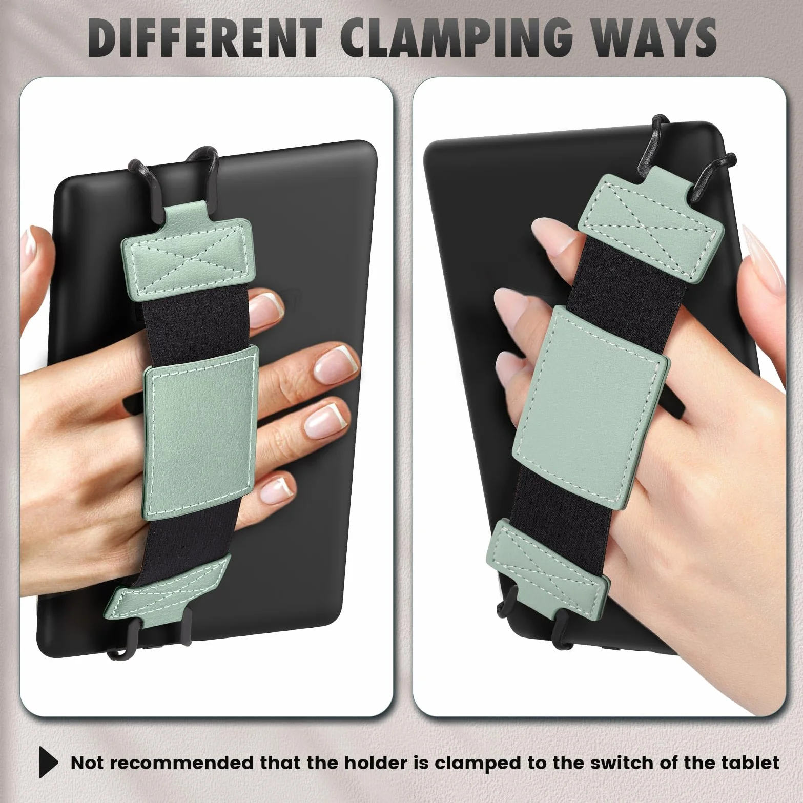 MoKo Dragonne Souple pour 6-8" eReaders Fire Tablet -Kobo/Voyaga/Sony Kindle E-Book, Sangle de Sécurité Tablette Polyvalente à Haute Élasticité Légère Support Antidérapante, Menthe Verte