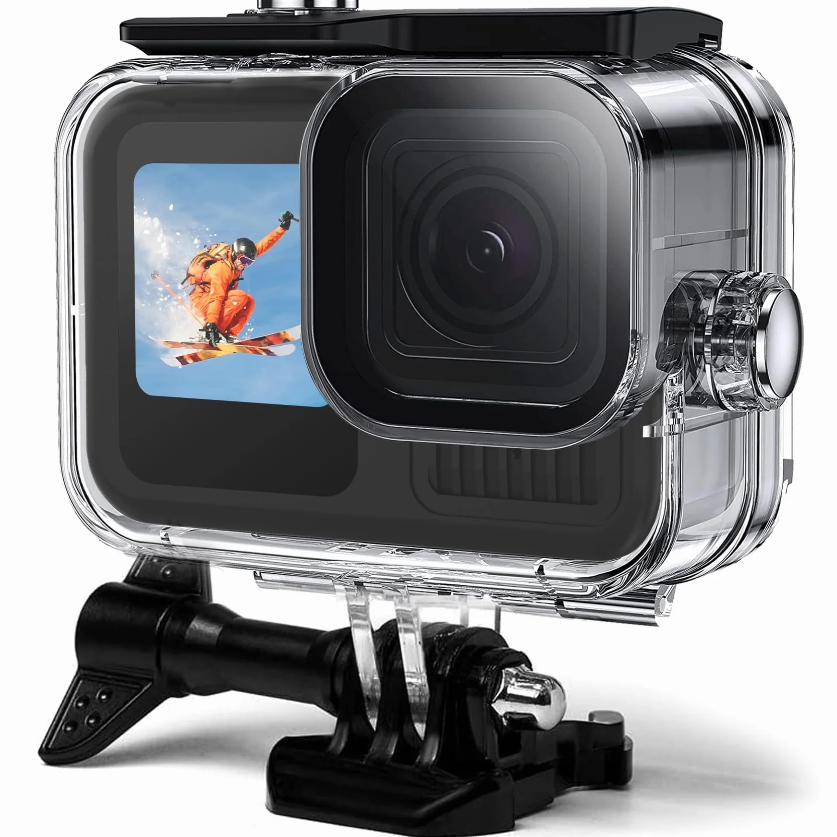 OKFUN Boîtier étanche GoPro Hero 12/11/10/9 Noir Transparent Plastique sous-marin plongée Surf