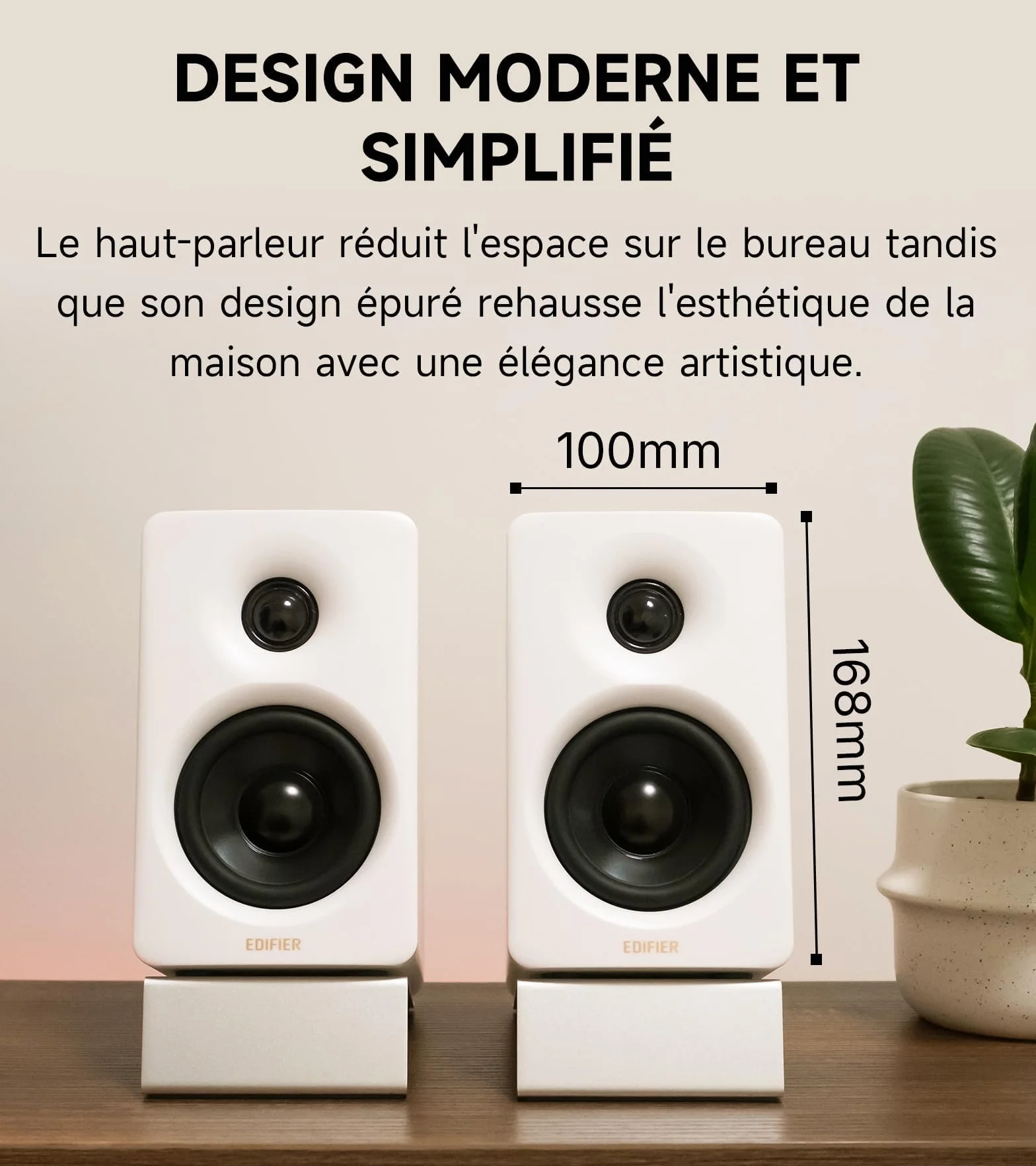 Edifier M60 2.0 Haut-parleurs Bibliotheques Bluetooth 5.3 66W RMS Audio Hi-Res LDAC Basses 3" Tweeter 1" USB-C AUX Blanc