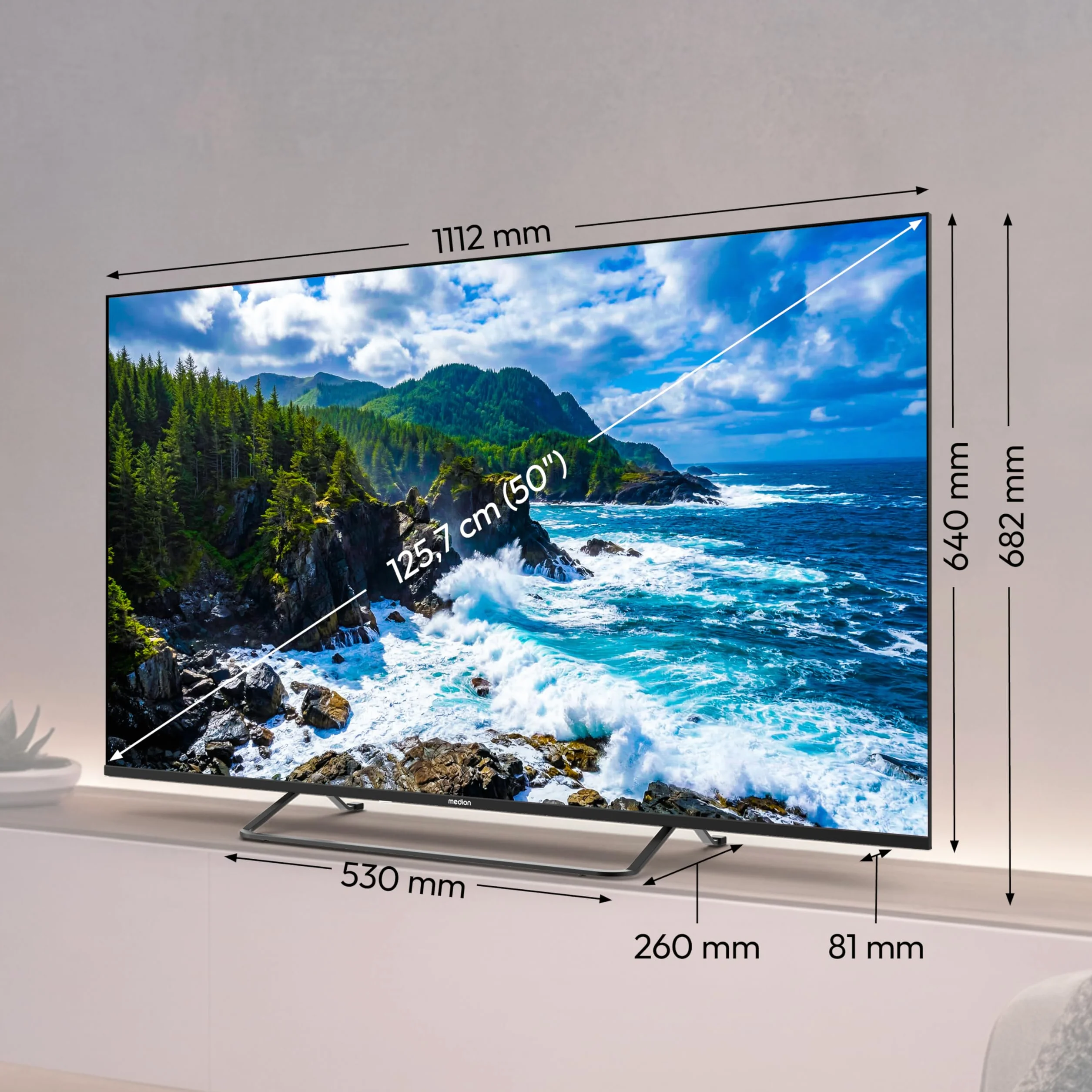 MEDION 125.7 cm 50" Téléviseur Ultra HD Smart TV Dolby Vision HDR Dolby Atmos VIDA Store