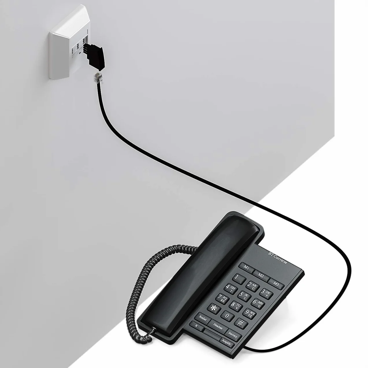 deleyCON Adaptateur de téléphone TAE-F vers RJ11 femelle 6P4C - Adaptateur de câble pour routeur - Noir