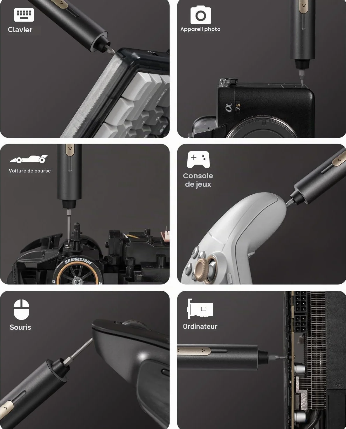 Fanttik E2 Ultra Mini tournevis électrique, couple maximal de 0,6 N.m, tournevis electrique sans fil avec 50 embouts magnétiques,convient pour téléphone portable/caméra/ordinateur portable/montre