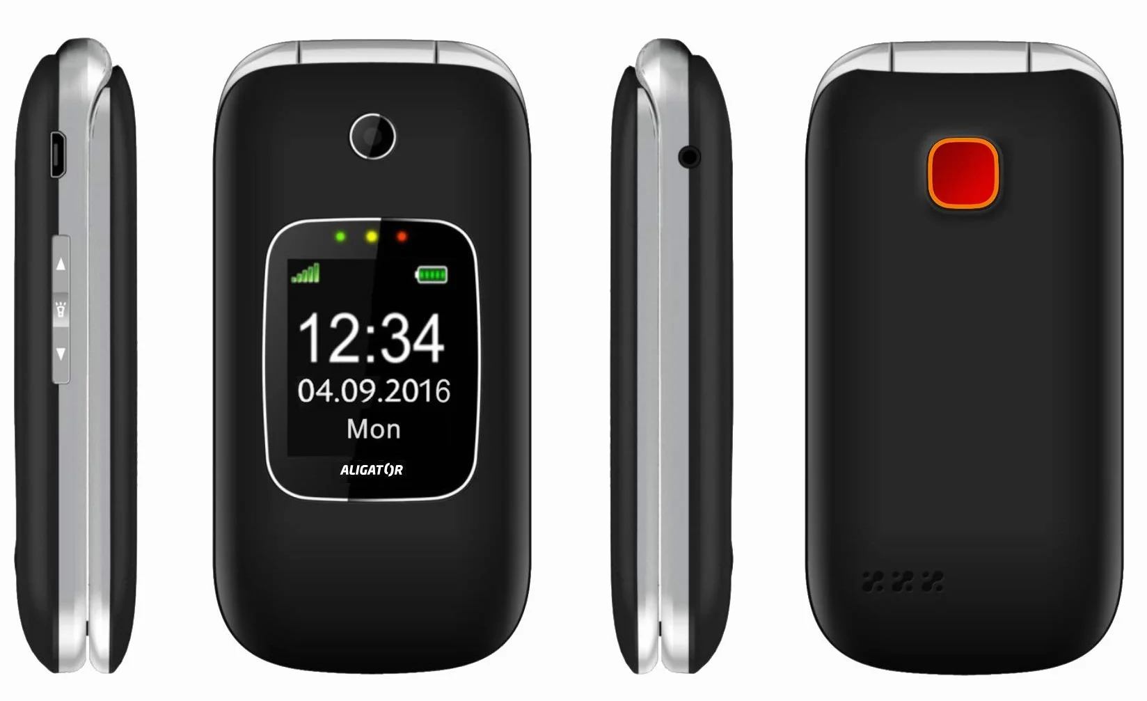 ALIGATOR V650 Téléphone Portable Senior SOS Localisateur Noir