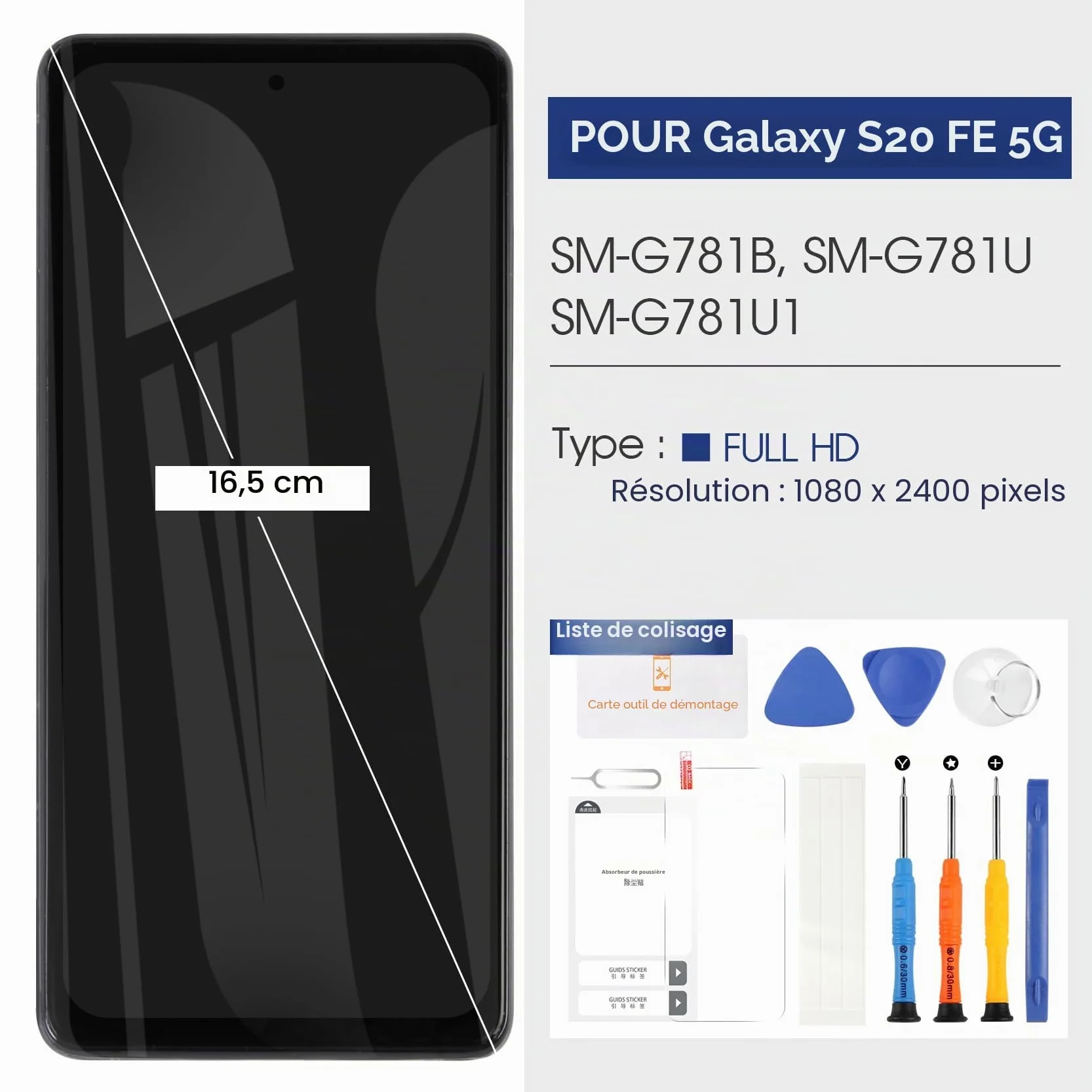 OLED Écran pour Samsung Galaxy S20 FE 4G/5G - pour Samsung Galaxy S20 FE 4G LCD Numériseur pour Galaxy S20 FE 5G LCD Écran Tactile Digitizer Verre Assemblé SM-G781B SM-G781U (Noir avec Cadre)