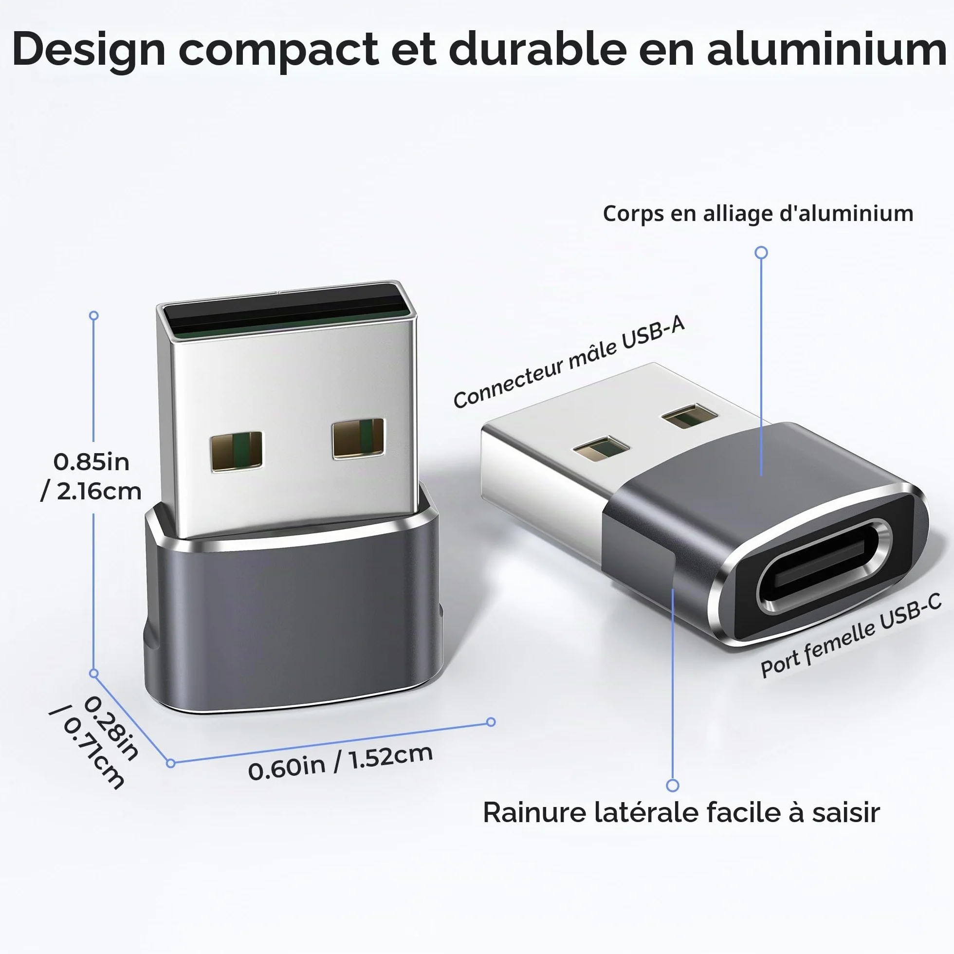 Basesailor Adaptateur USB vers USB C 3 Pack Type C Femelle USB A Mâle Convertisseur Chargeur pour iPhone 17 Pro Max Apple 16 15 14 13 iWatch 8 9 S11 SE AirPods Pro 3 2 iPad 10 Air 4 5 Mini 6 7