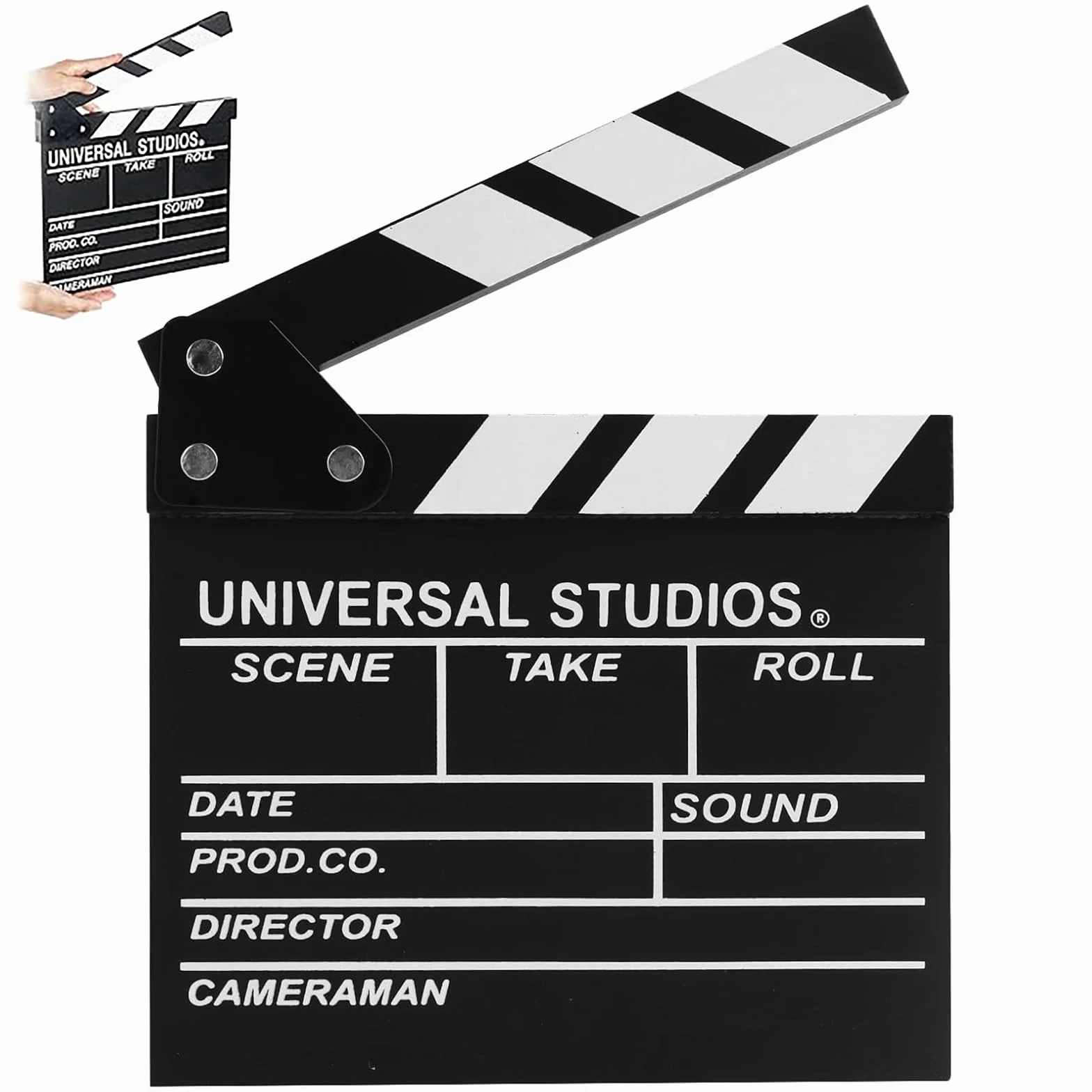 Rabat de Film,Clap de Cinéma Professionnel en Bois Clap de Réalisateur avec Ardoise Synchronisée Effaçable pour Films Séries TV Publicités Fêtes Adultes et Photomaton