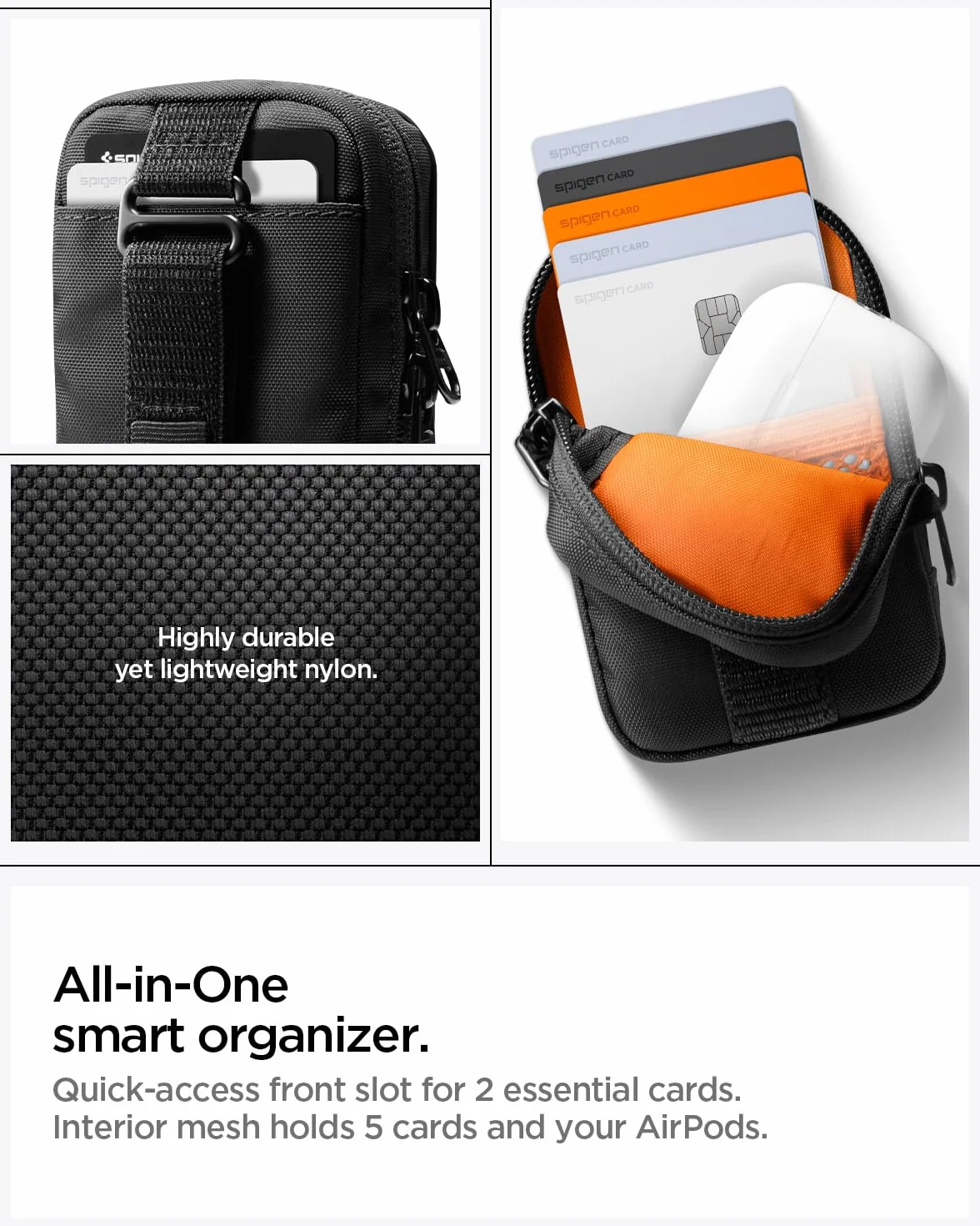 Spigen TinTap Zip MagFit Magnétique Mini-Pochette Porte-Cartes Compatible iPhone 16/15-12 Noir