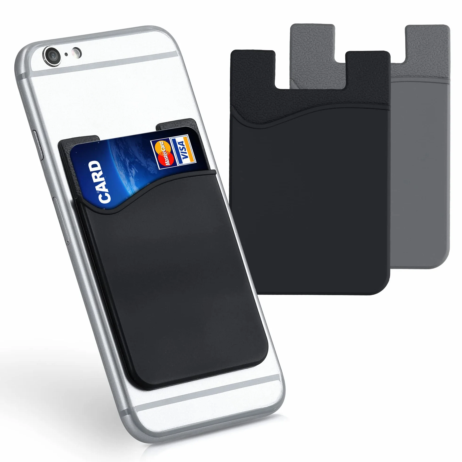 kwmobile Porte-Carte Adhésif Silicone pour Smartphone - Pochette Autocollante Format Carte Bleue