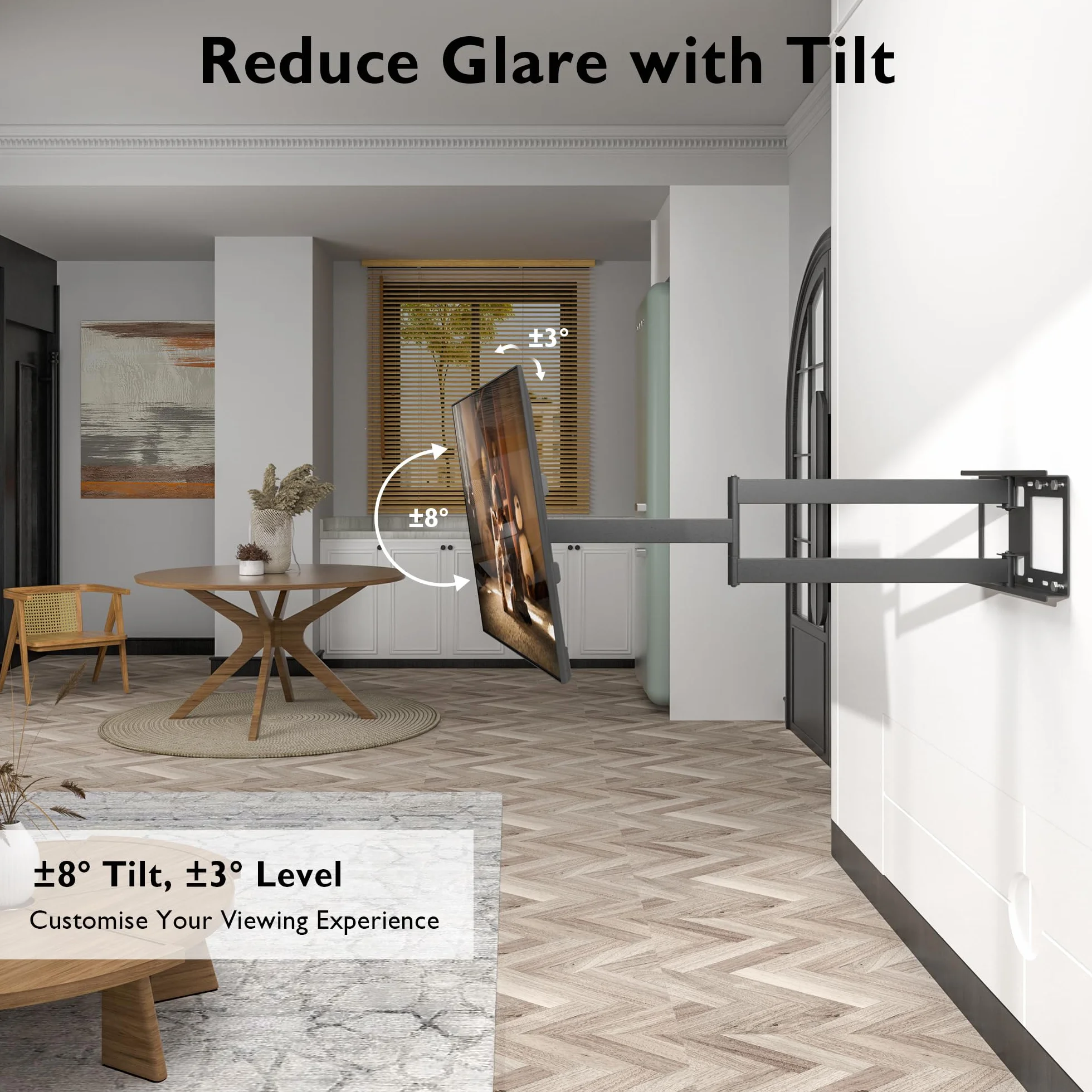 BONTEC Support Mural TV à Extra Longue Portée 1040 mm pour Écrans Plats/Incurvés LCD/LED/OLED de 32 à 75 Pouces jusqu'à 60 kg, Support TV Mural Pivotant, Inclinable et Rotatif, Max VESA 600x400 mm